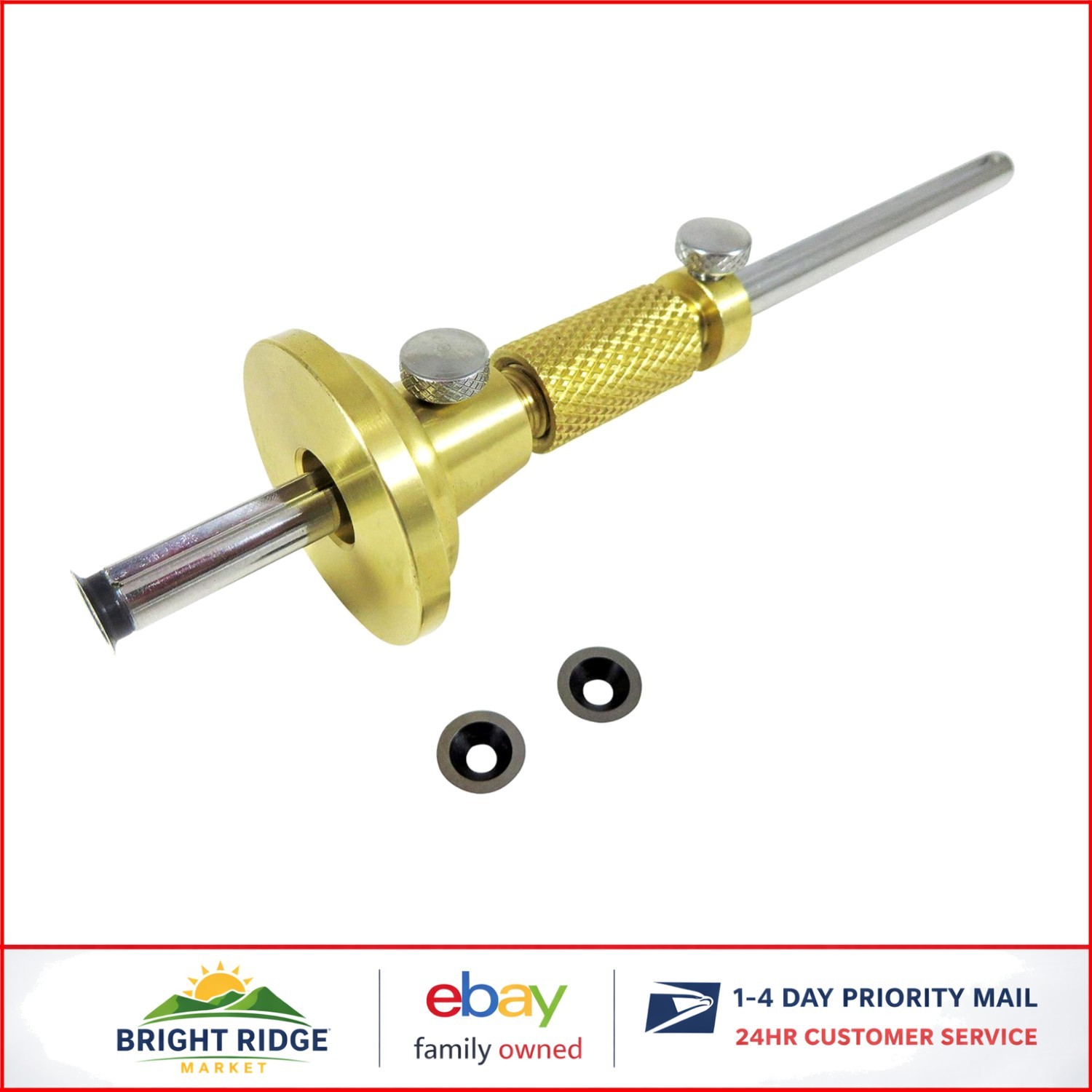 Brass Marking Cutting Gauge for Wood with Hardened Steel Beam and Extra Cutters