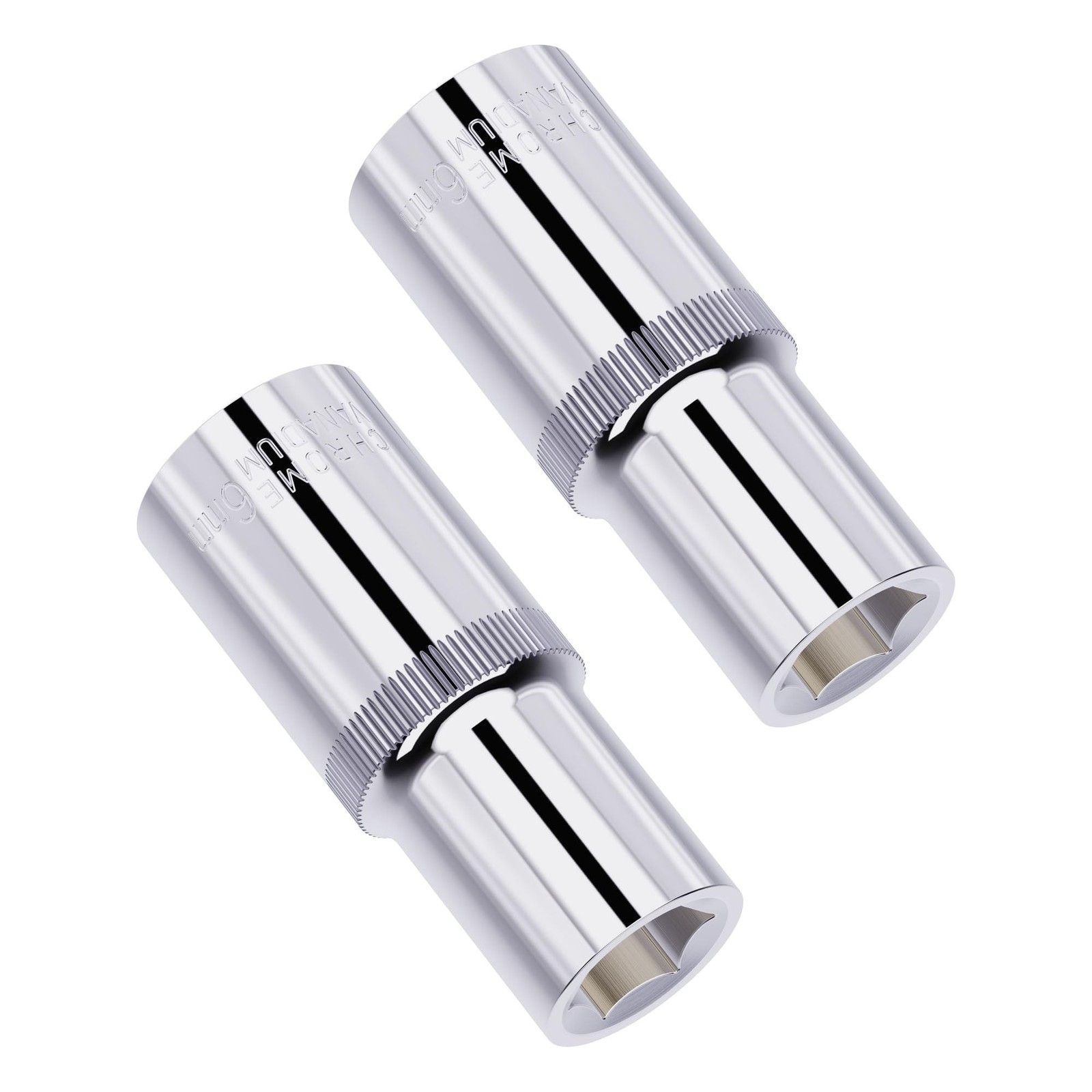 2 Pcs 6mm Shallow Socket, 1/4″ Drive, 6-Point | Metric, Heat Treated CR-V Ste…
