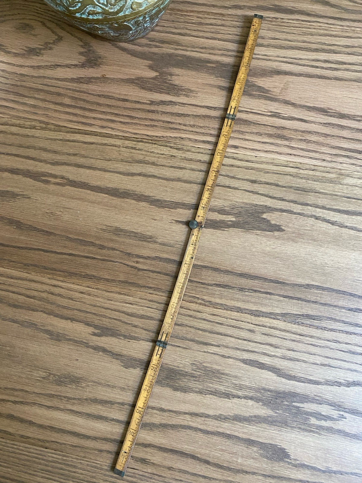 Vintage Folding Ruler Brass And Wood Fold Rule 24 inch Folding Rule