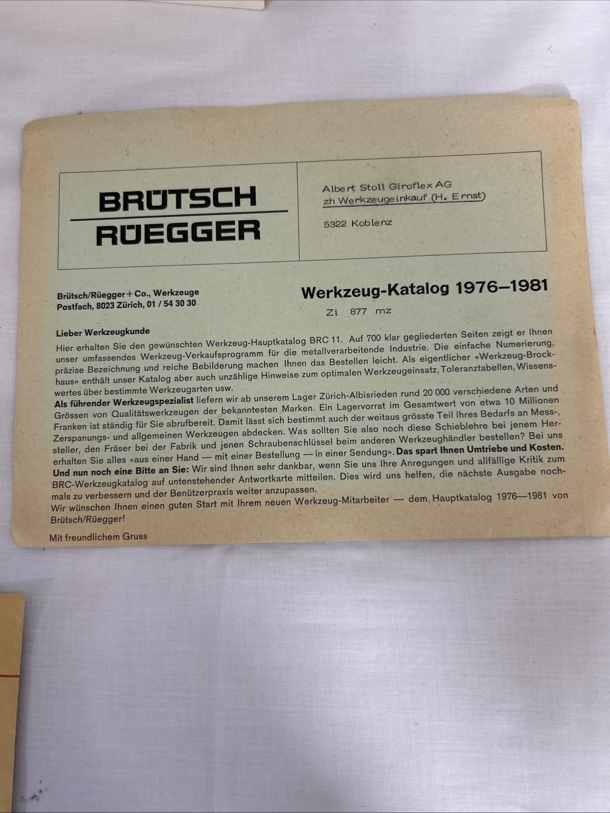 Vintage Brotsch Roegger tools/machinery catalog & Hardcover Book from 1976/81