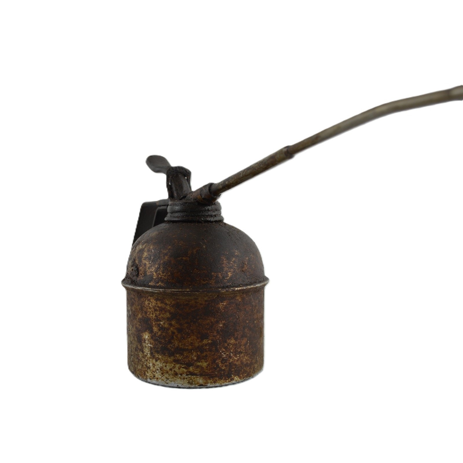 Vintage Italian Metal Pressure Oil Can Long Spout Thumb Lever Oiler