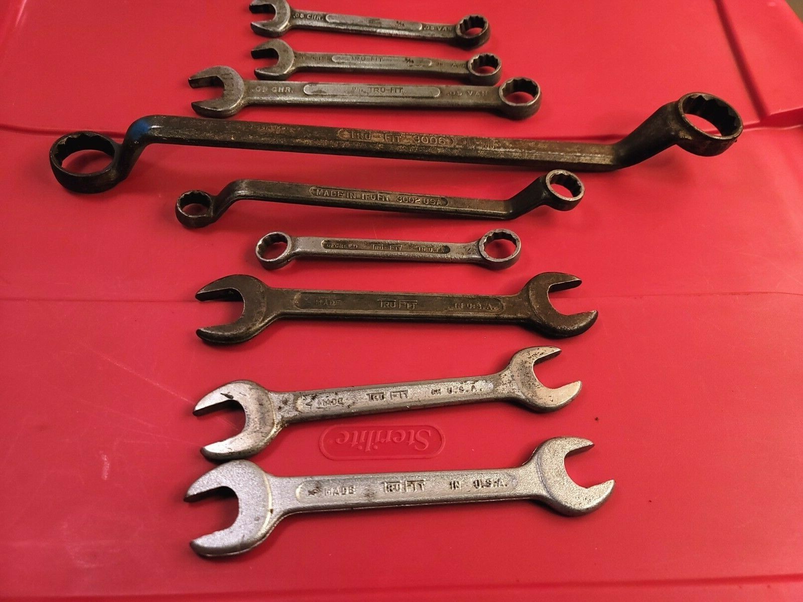 Lot of 9 Vintage Tru-fit Trufit Wrenches Open-end Box-end and Combo Made in USA