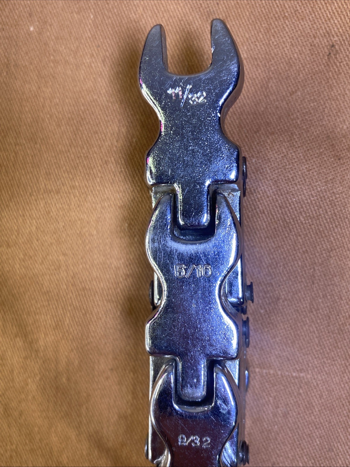 Rare Multiple Open End Wrenches Connected Folding Design Made In Taiwan 1/4-7/16