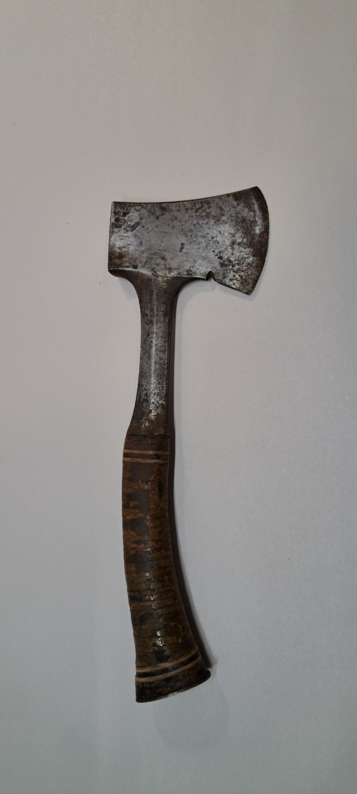 Vintage Estwing 14A hatchet no sheath , stacked leather handle