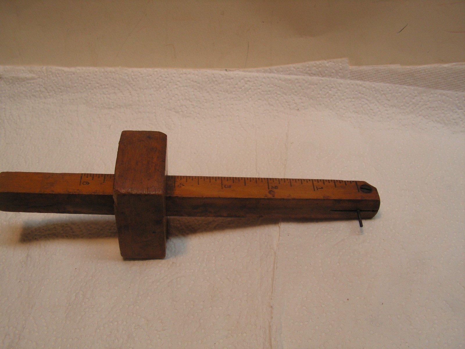 Antique Wood Depth Gauge With Unique Brass design Logo 6″ Depth Scale with point