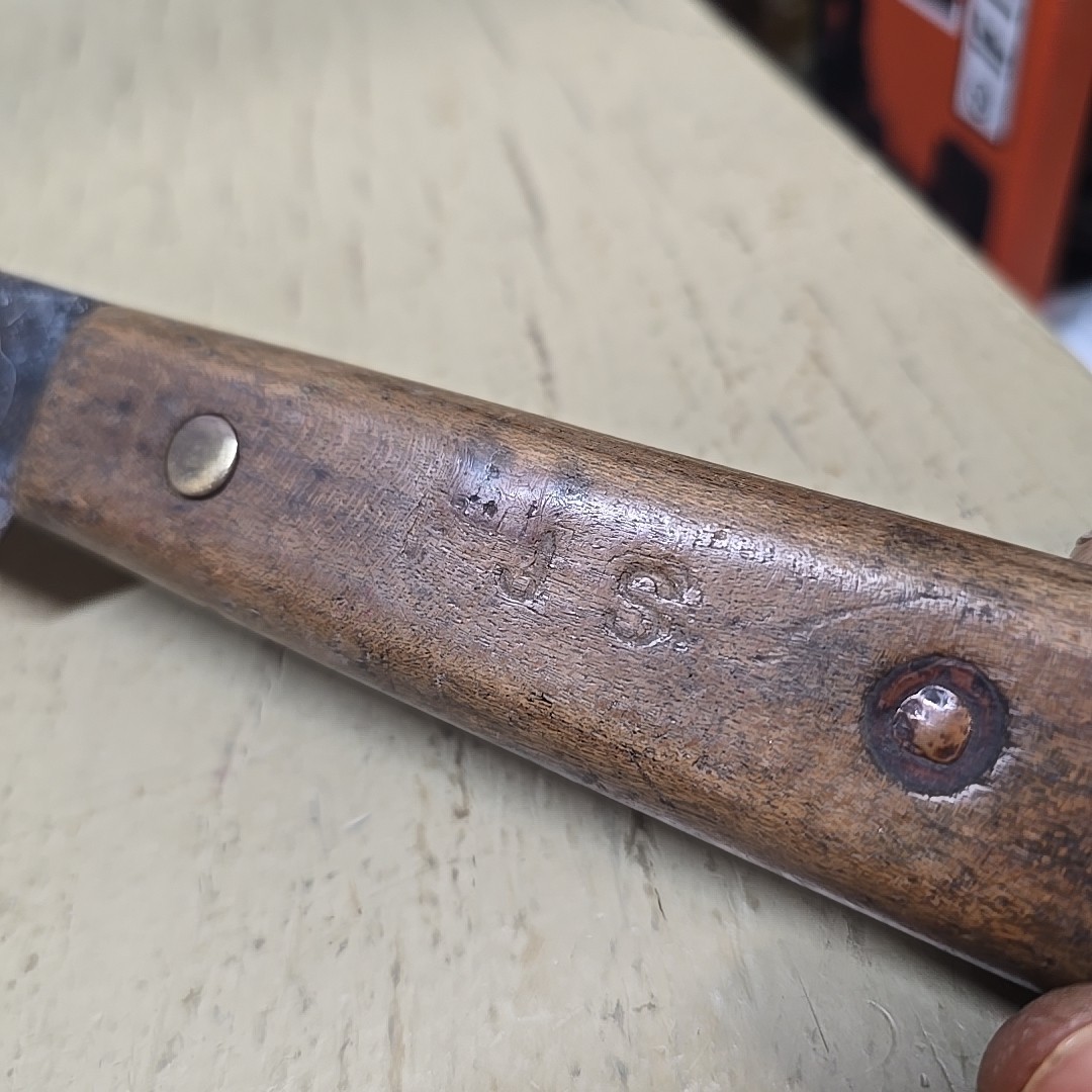 Vintage 18 Inch Hand Tool Hooked Blade Wood Handle Rustic Utility Tool