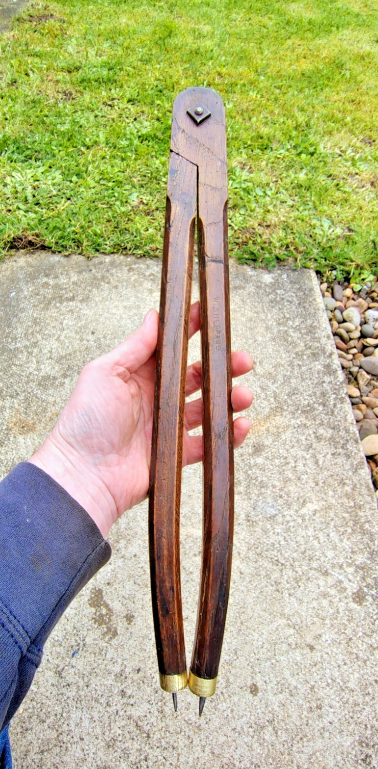Vintage Large Wooden Dividers 24 inch span marked W Sheppard and C Colston