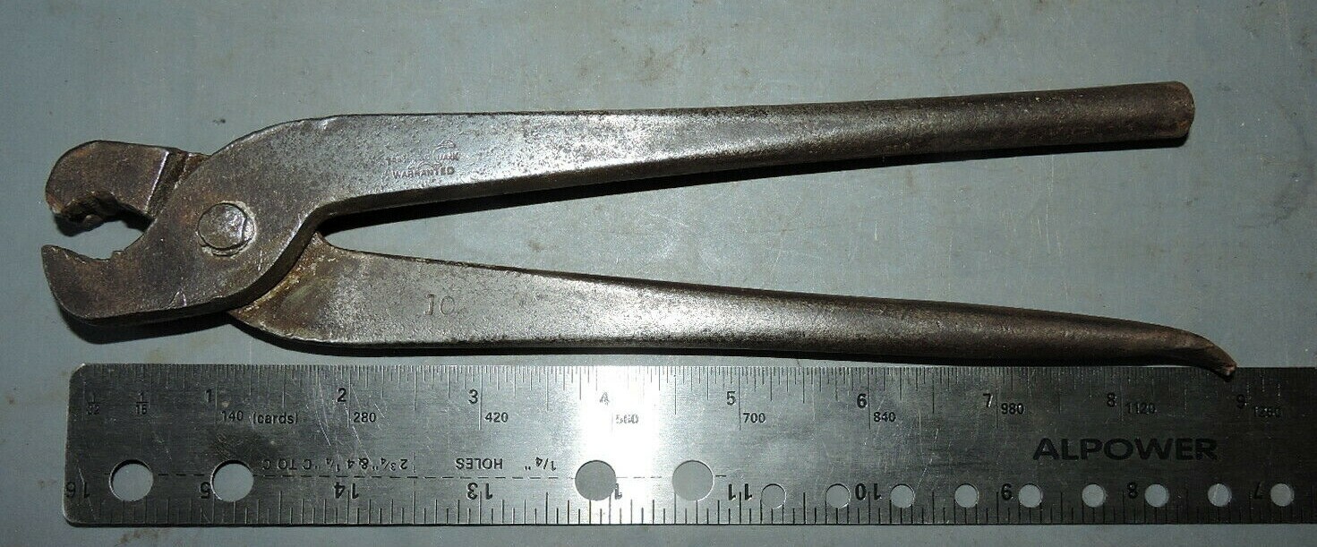 Vintage R.T CO. RIVERSIDE TOOL CO. Hand Forged BLACKSMITH Tool PLIERS ANVIL LOGO