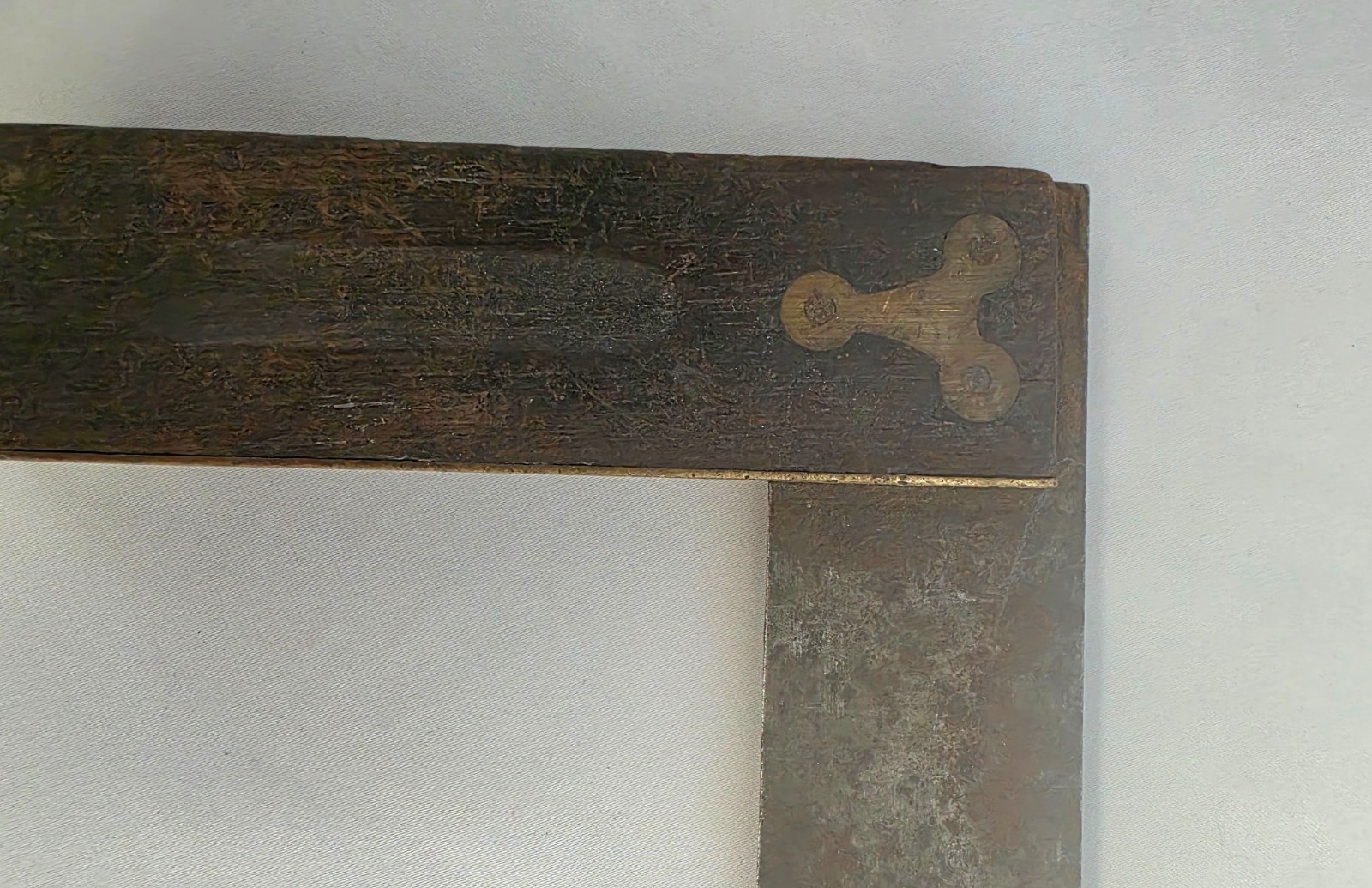 Vintage Rustic Steel Brass & Wood 9” Square