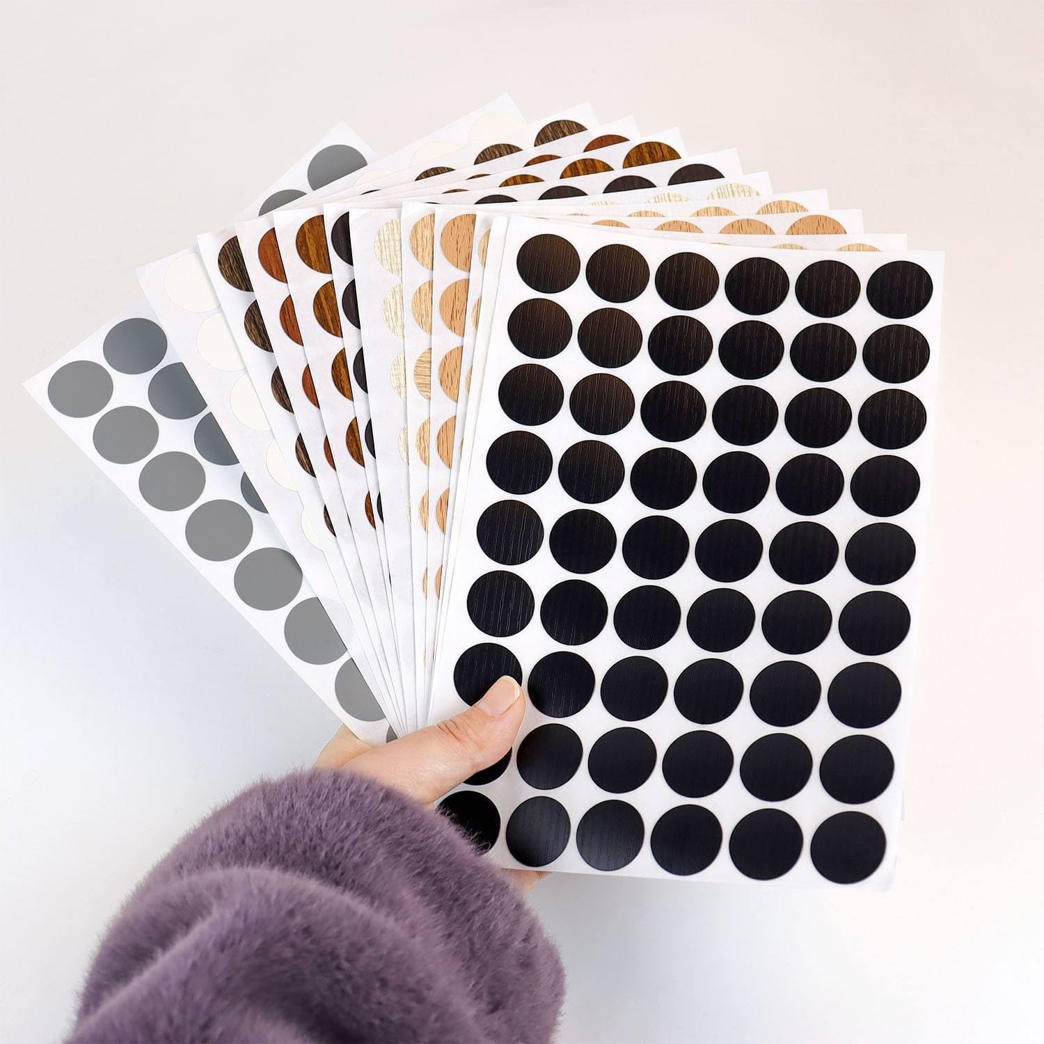 648 Pieces Screw Hole Covers Stickers Wood for Furniture Multicolor