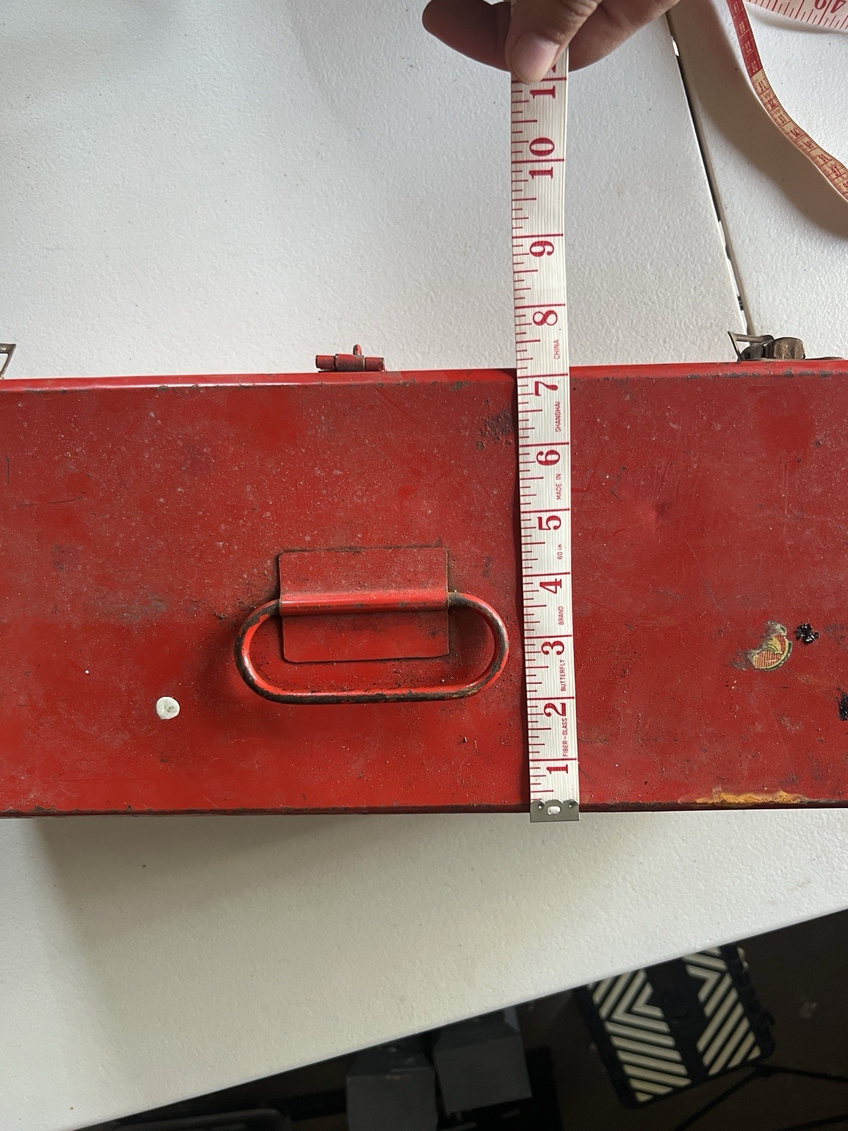 Vintage Red Metal Tool Box 20″ Steel Chest with Removable Tray