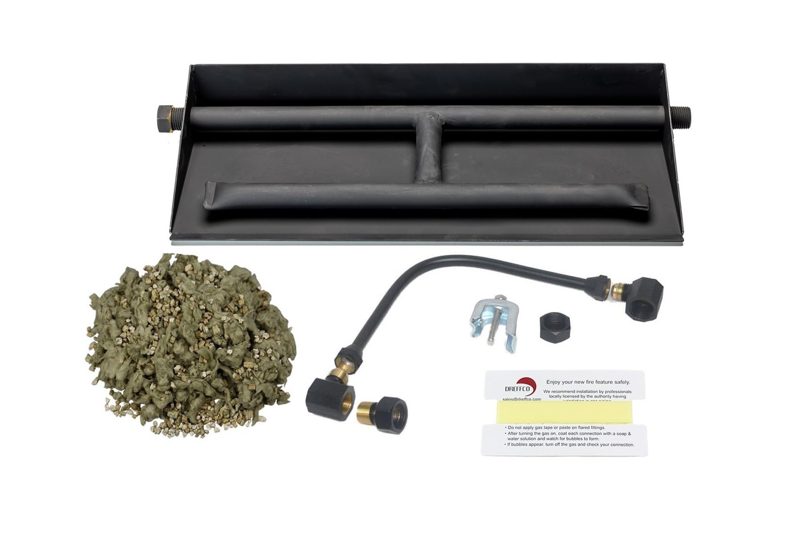 22 Inch NG Gas Burner Pan with Connection Kit for Fireplace Logs