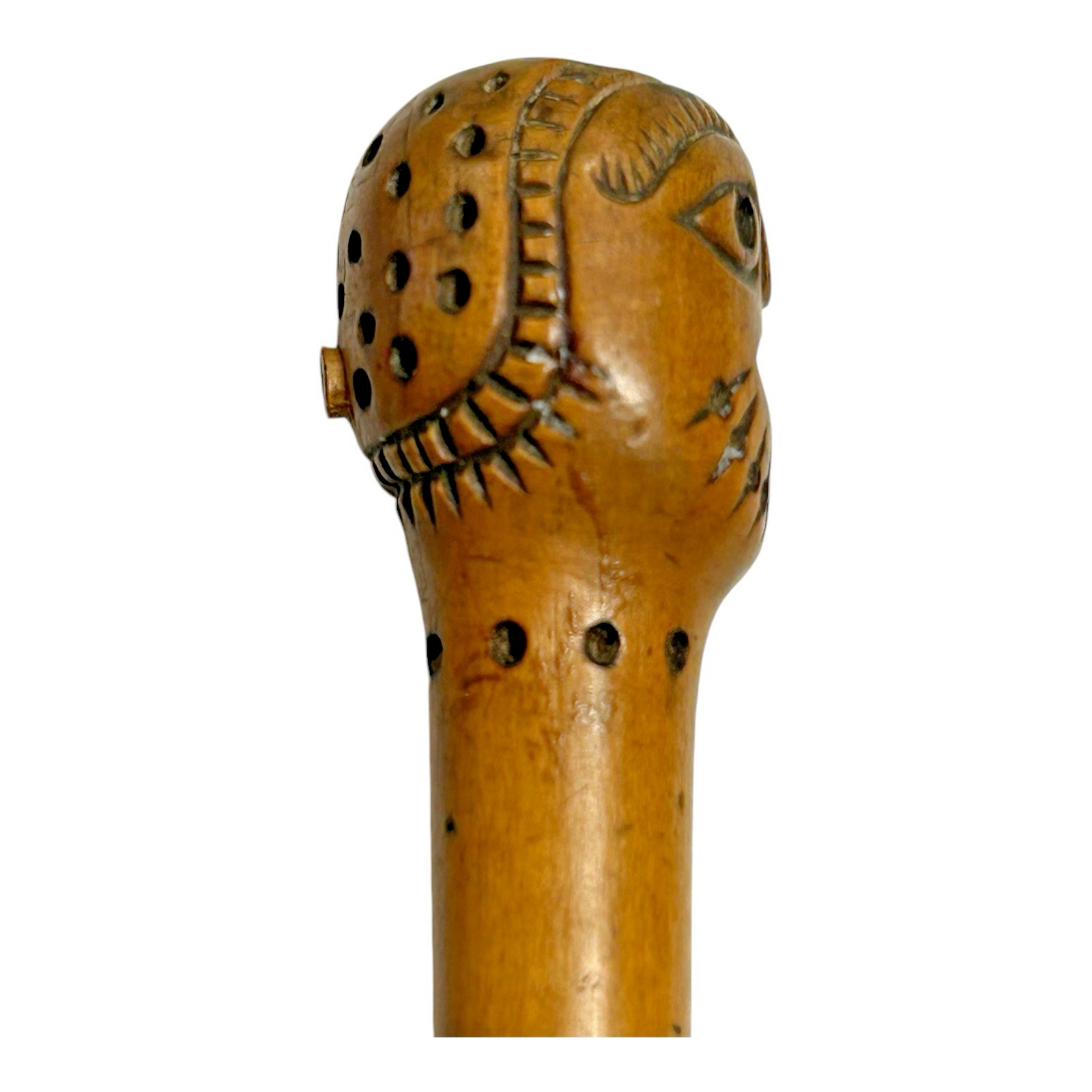 Antique Primitive Folk Art Carved Wood Handle Chisel Tool – Figural Face