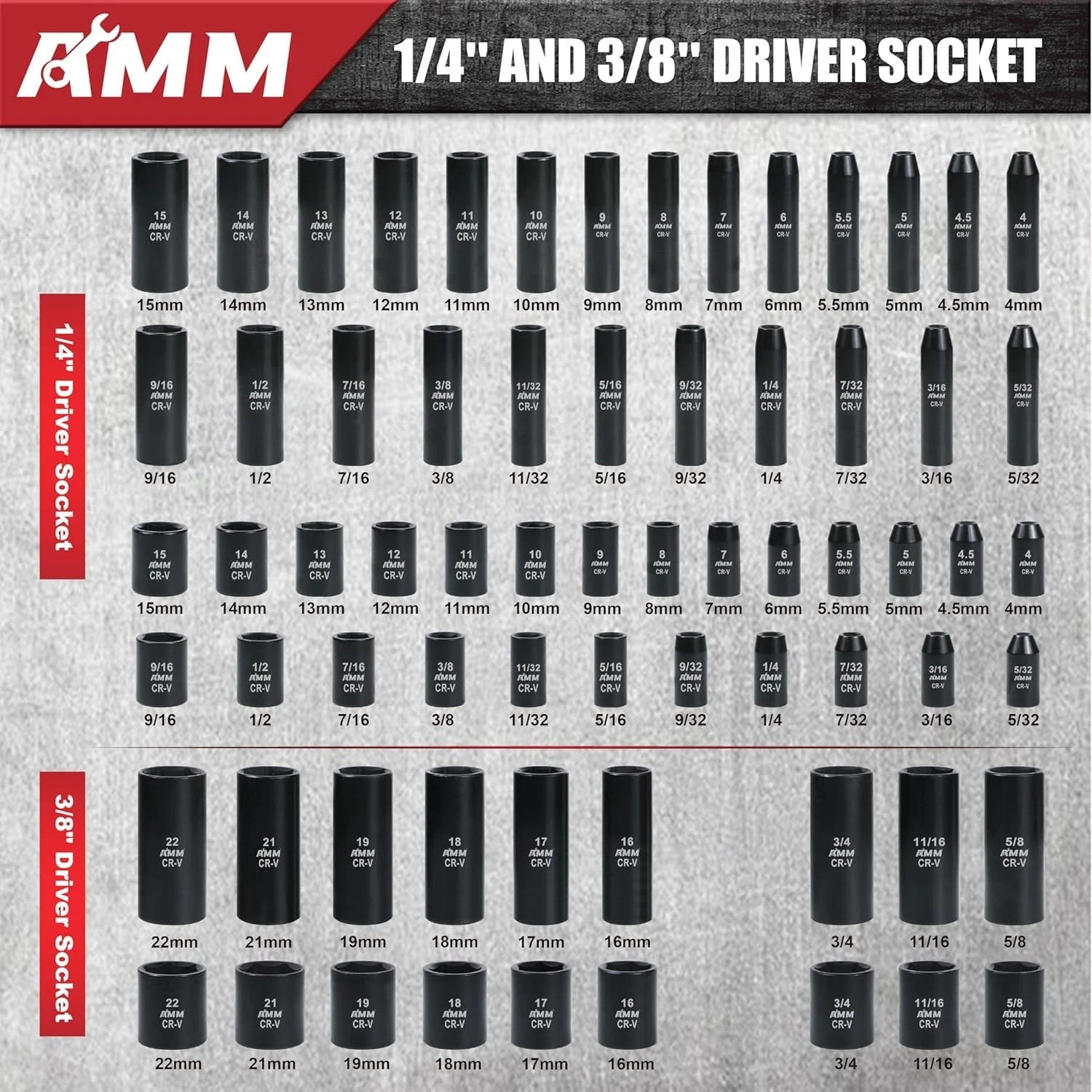 AMM 123Pcs Impact socket set，1/4”3/8”Drive Deep&Shallow Socket wrench set?