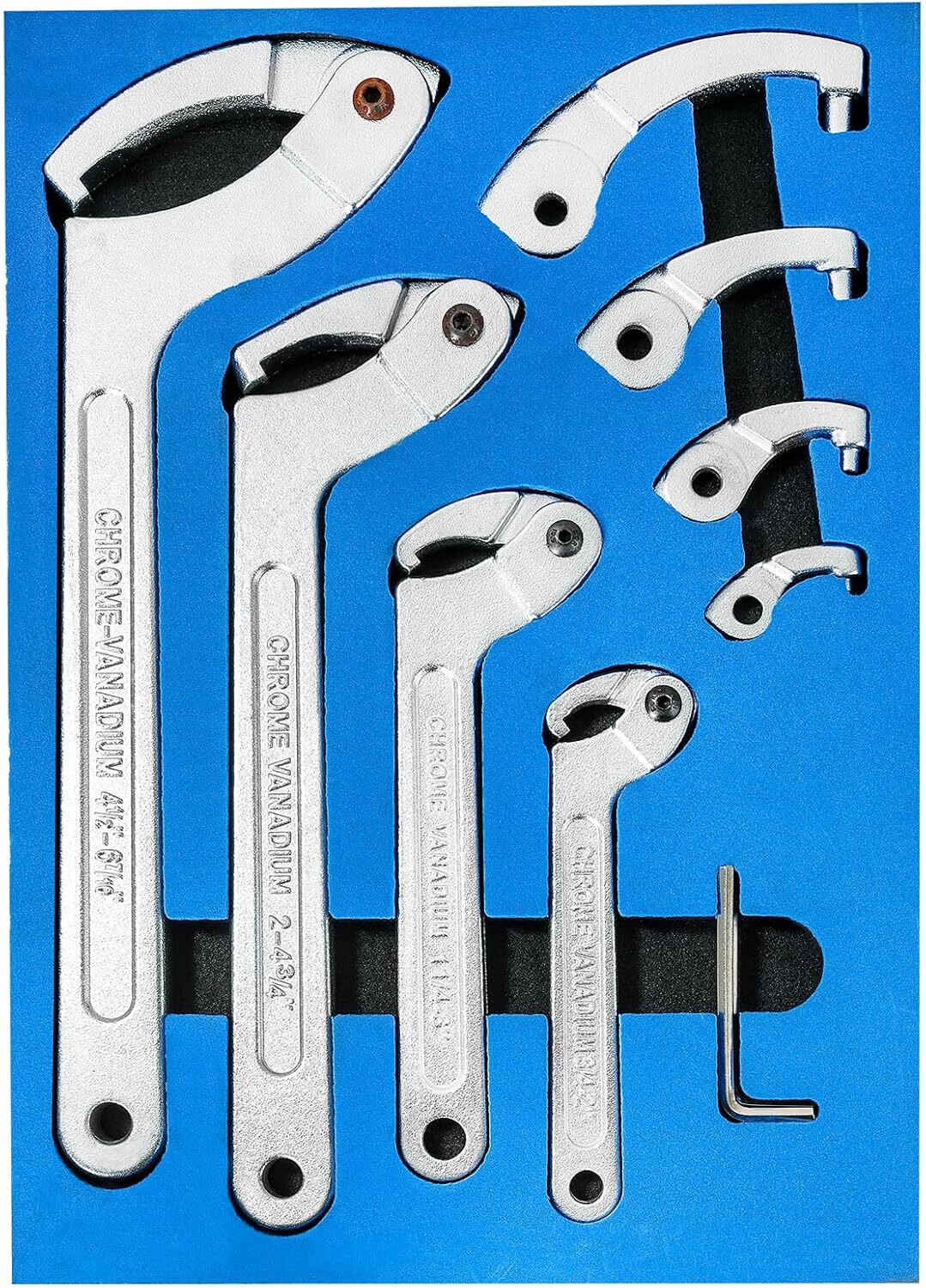 Adjustable Pin Spanner Wrench Tool Set | 9PCS C-Shaped Hook Wrenches with