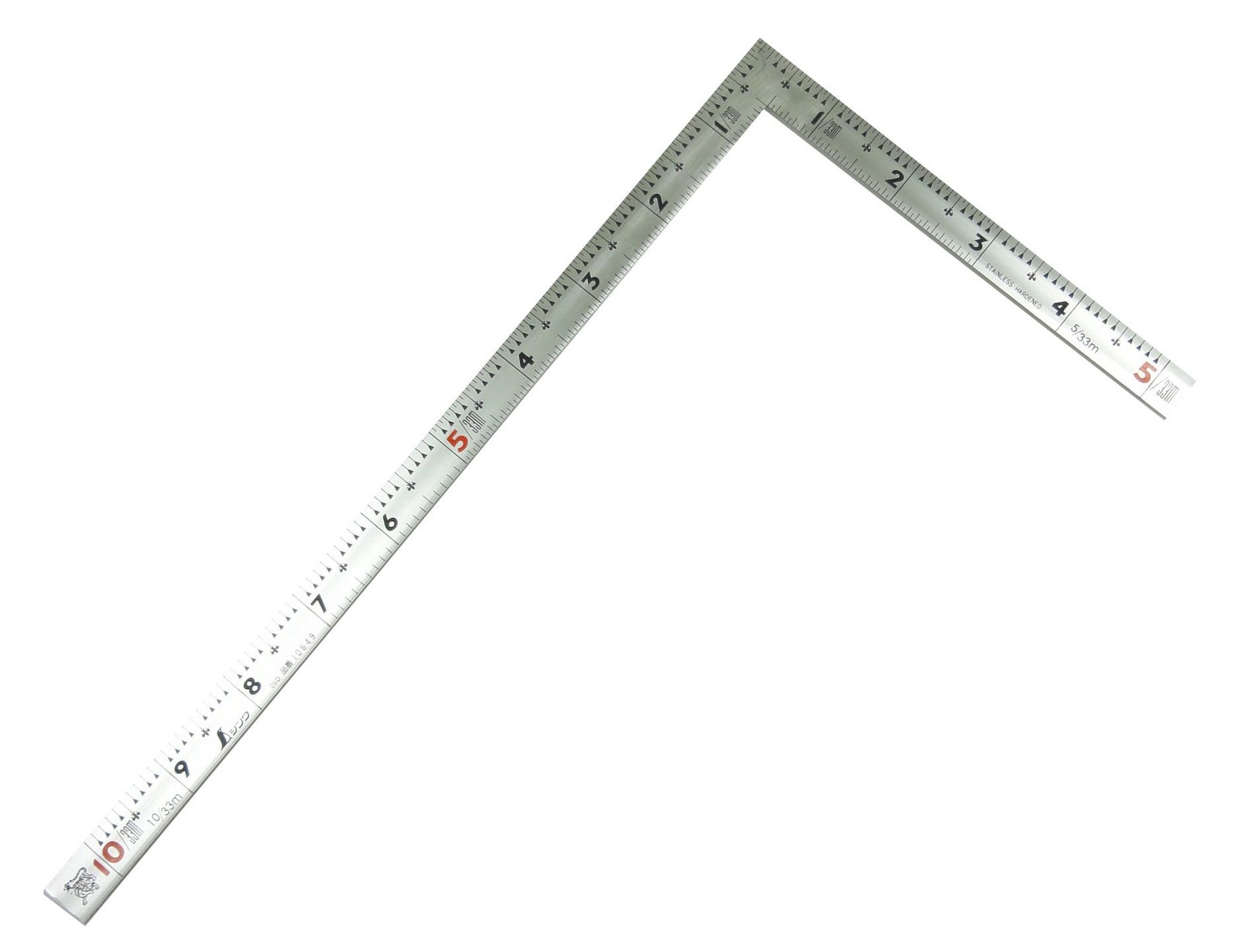 Square ruler, same thickness, silver, 1 shaku/30 cm, dual scale, 10649