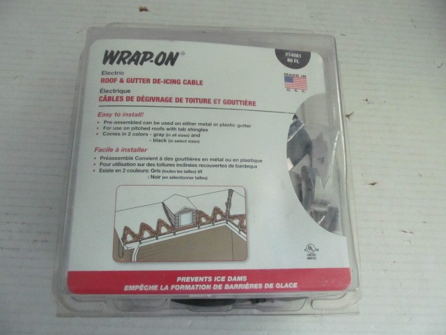 Wrap-On Electric Roof & Gutter De-icing Cable, 80 Foot #14081