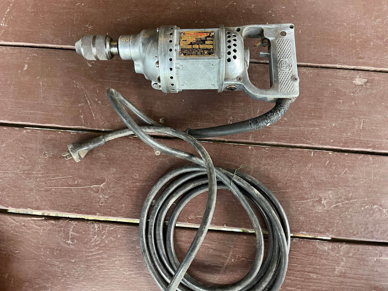 circa – 1930; Black & Decker 5/16″ electric drill; D-handle -working!