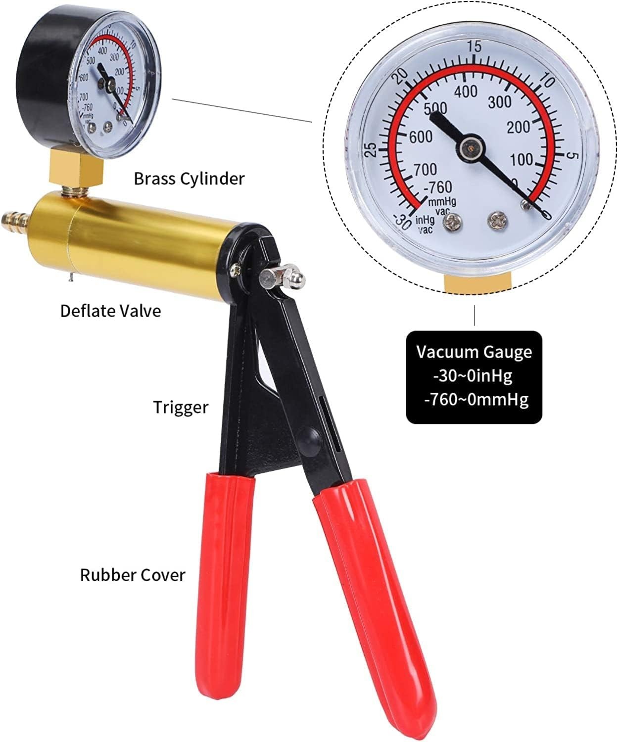 2 in 1 Brake Bleeder Kit with Hand Vacuum Pump with Gauge Adapters Automotive Br