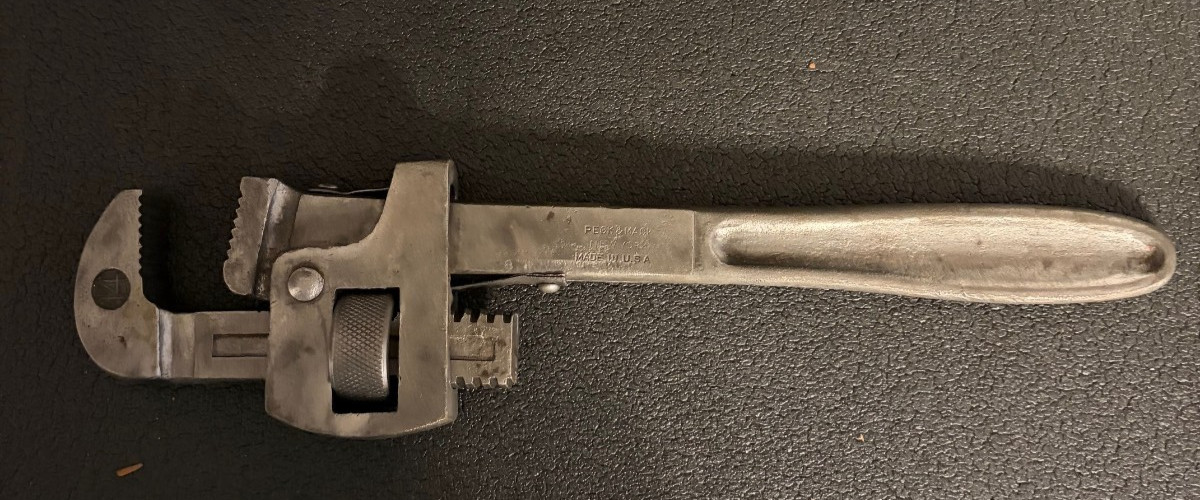 Vintage PECK & MACK New York 14″ Cast Iron Monkey Wrench- SCARCE COLLECTIBLE