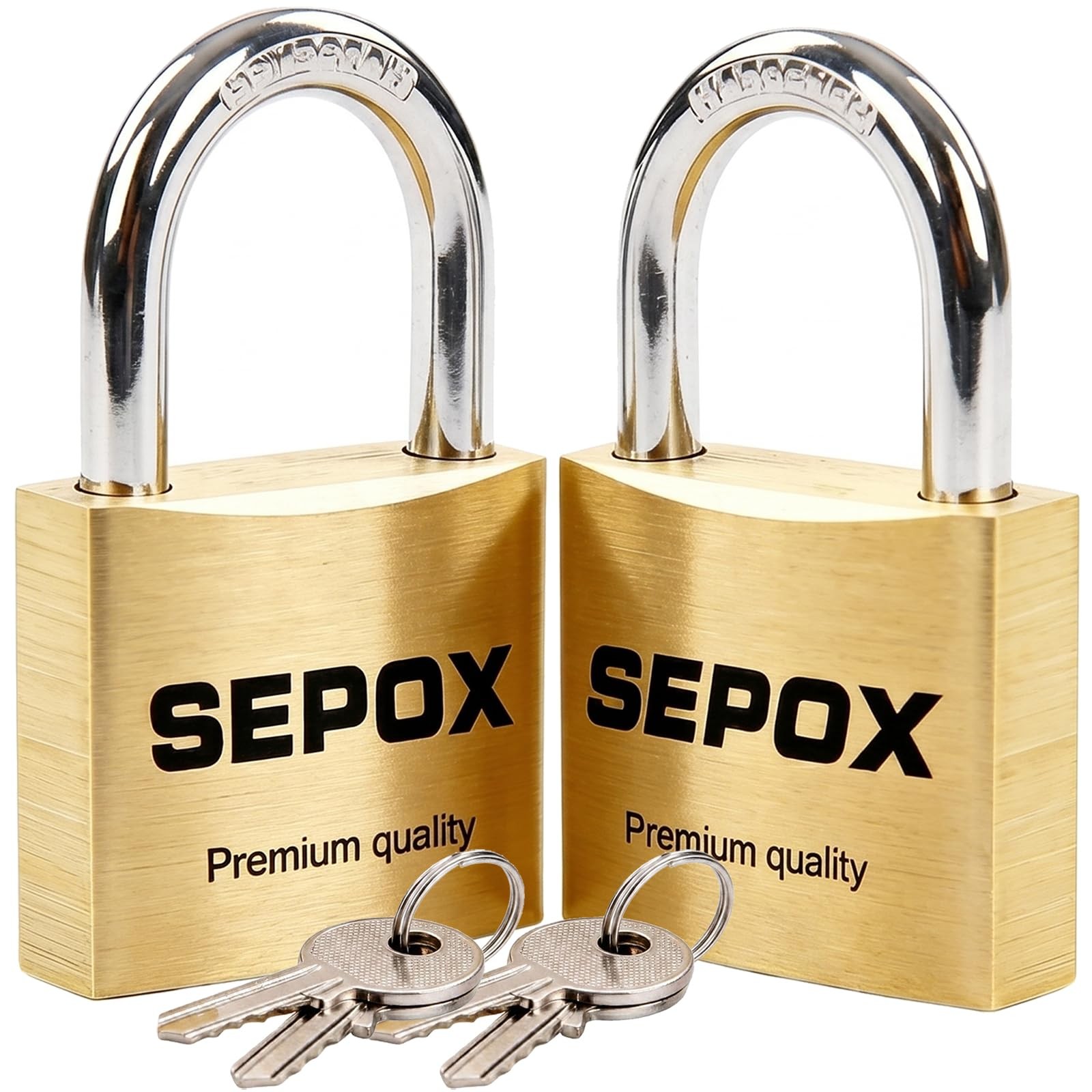 2Pack Premium Solid Brass Padlock Keyed Alike, 19/16″ 40mm Heavy Duty Weather…