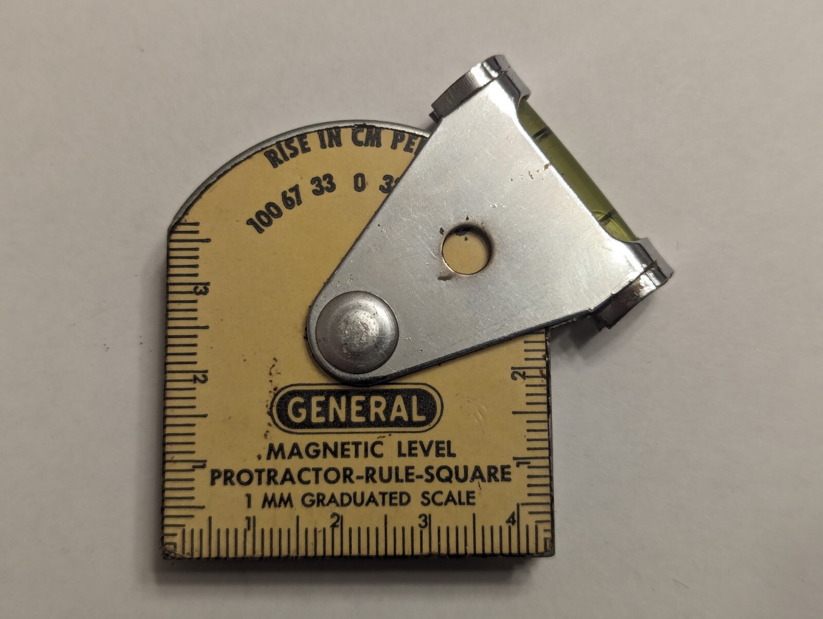 Vintage General Magnetic Level Protractor 1mm Degree Graduated Scale USA