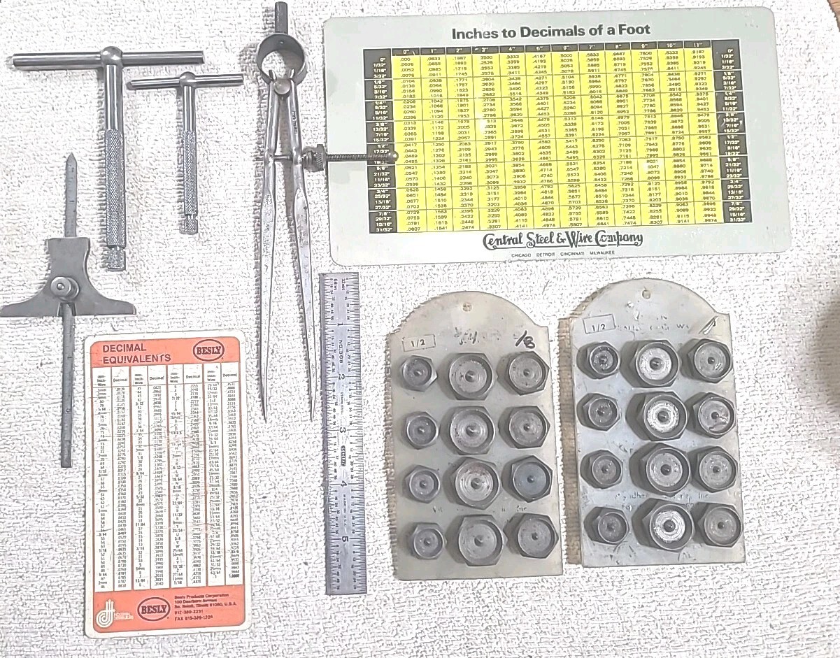 Vintage machinist tool lot Starrett Lufkin General Besly USA MADE TOOLS