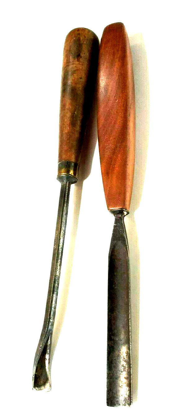 Vintage S.J. Addis England Cast Steel Curved #6-5/8″ and #43 V Gouges