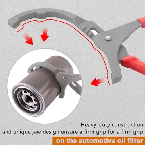 9″ & 12″ Oil Filter Pliers Wrench, Adjustable Oil Filter Pliers Set,Oil Red