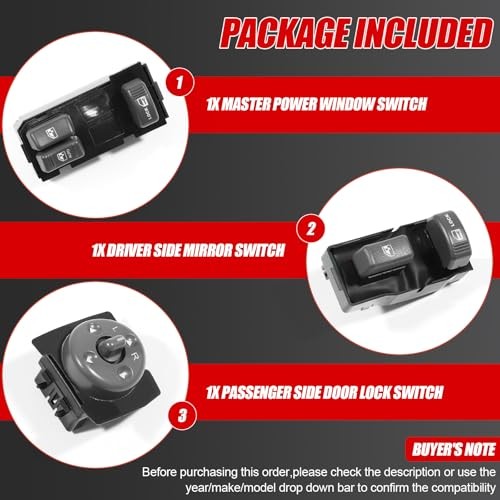 Power Window Control Switch Button&Passenger Side Door Lock Switch&Mirror