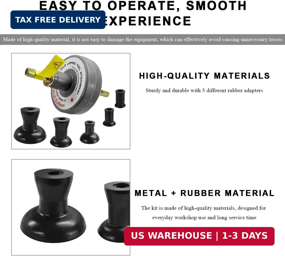 Valve Lapping Tool, Small Engine Valve Lapping Kit with 5 Suction Plates, 1000rp