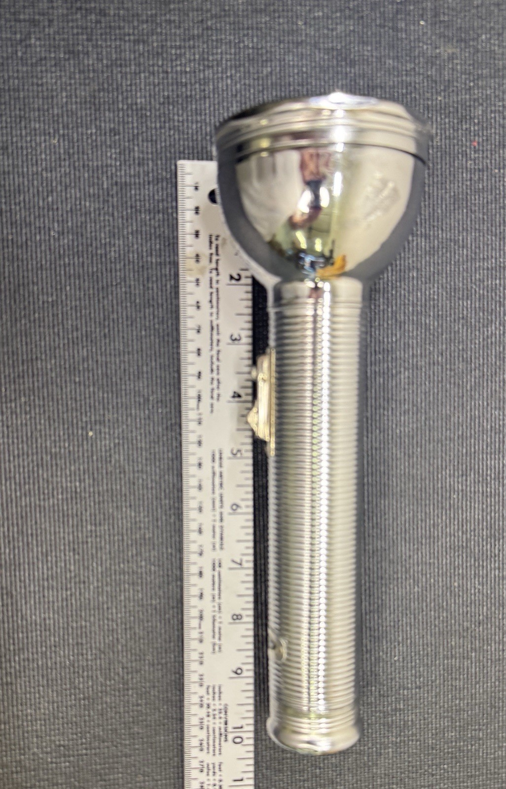 Vintage Sears Best Metal Flashlight Chrome Ribbed Body Tested Working USA