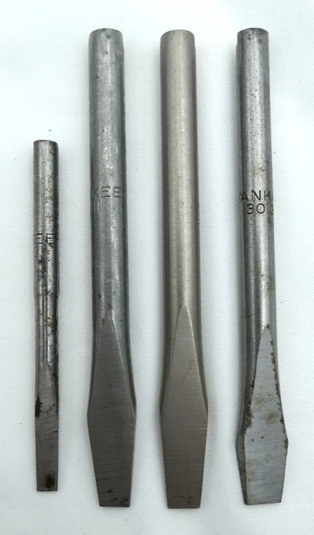 4pc Vintage YANKEE Tool Flathead Screwdriver Bit Set 3512, 68-343, 3111 & 3013