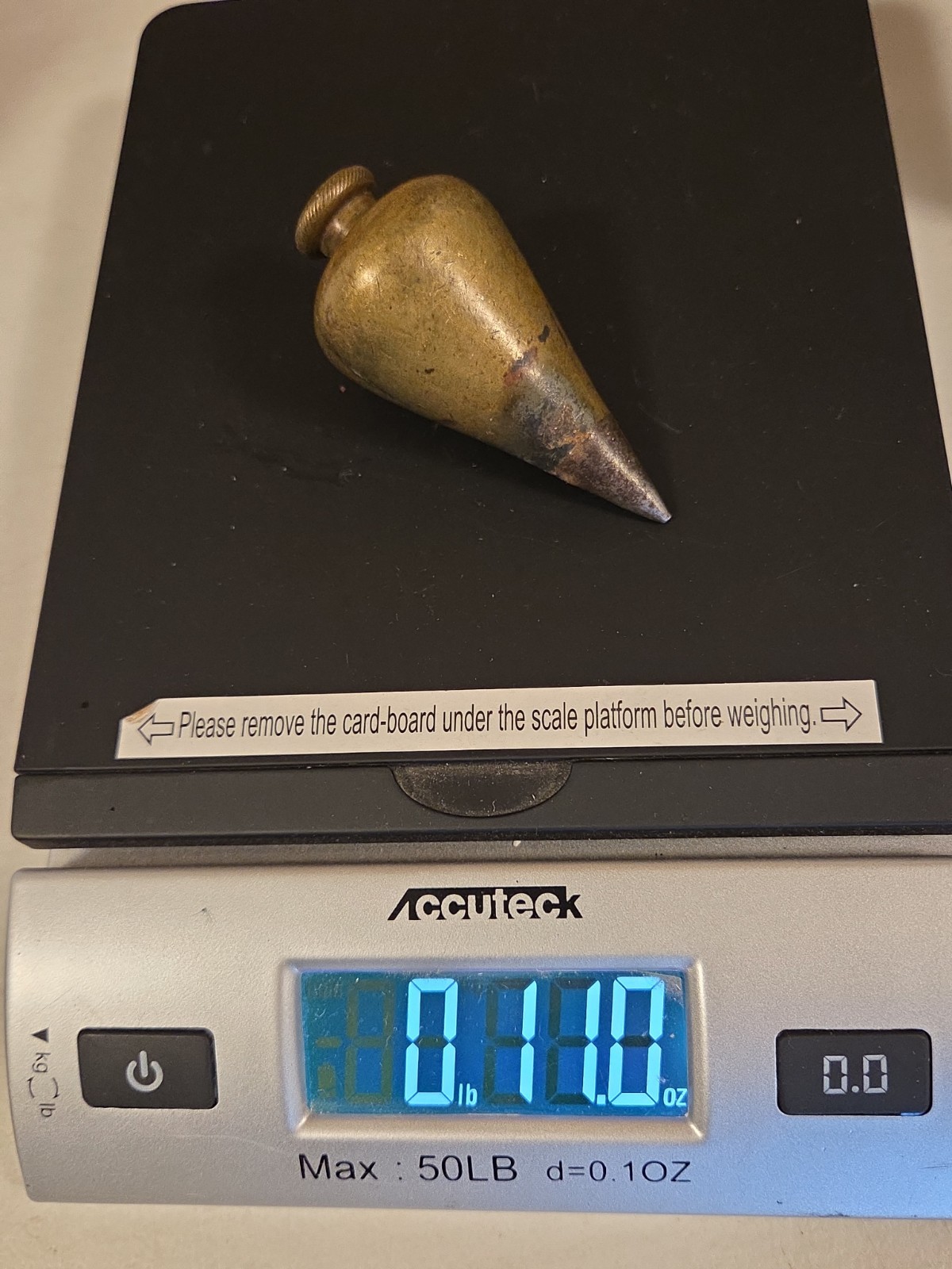 Antique Brass Plumb Bob Turnip Figural Plumb Bob Steel Tip 11 Ounces