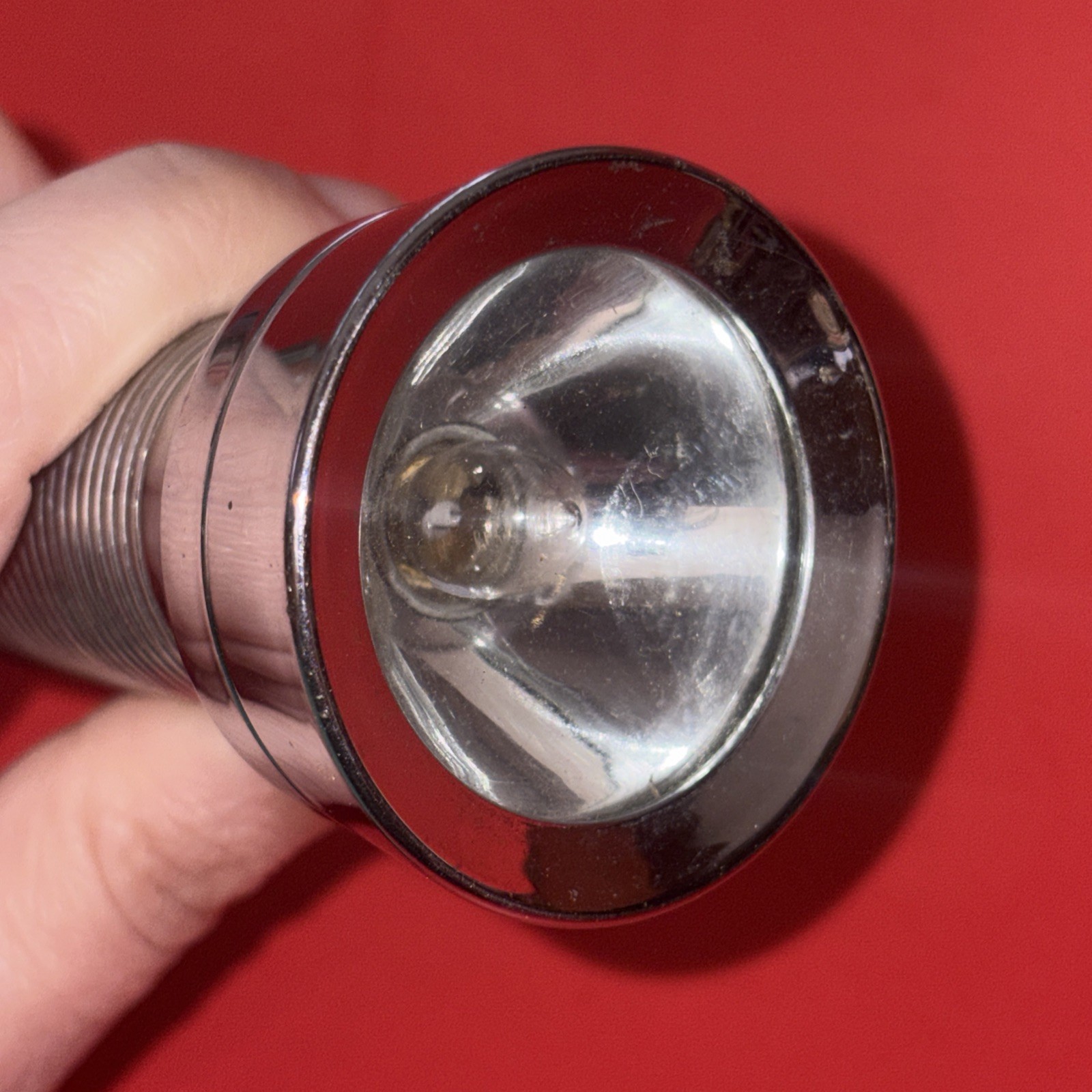 Vtg Eveready Captain Chrome Ribbed Flashlight Takes 2 C Batteries USA