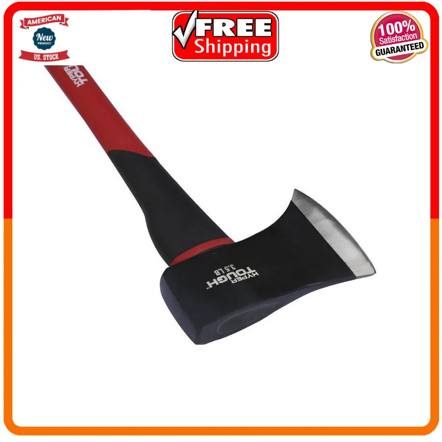 Hyper Tough 3.5 lb Single Bit Axe with Fiberglass Handle and Steel Head