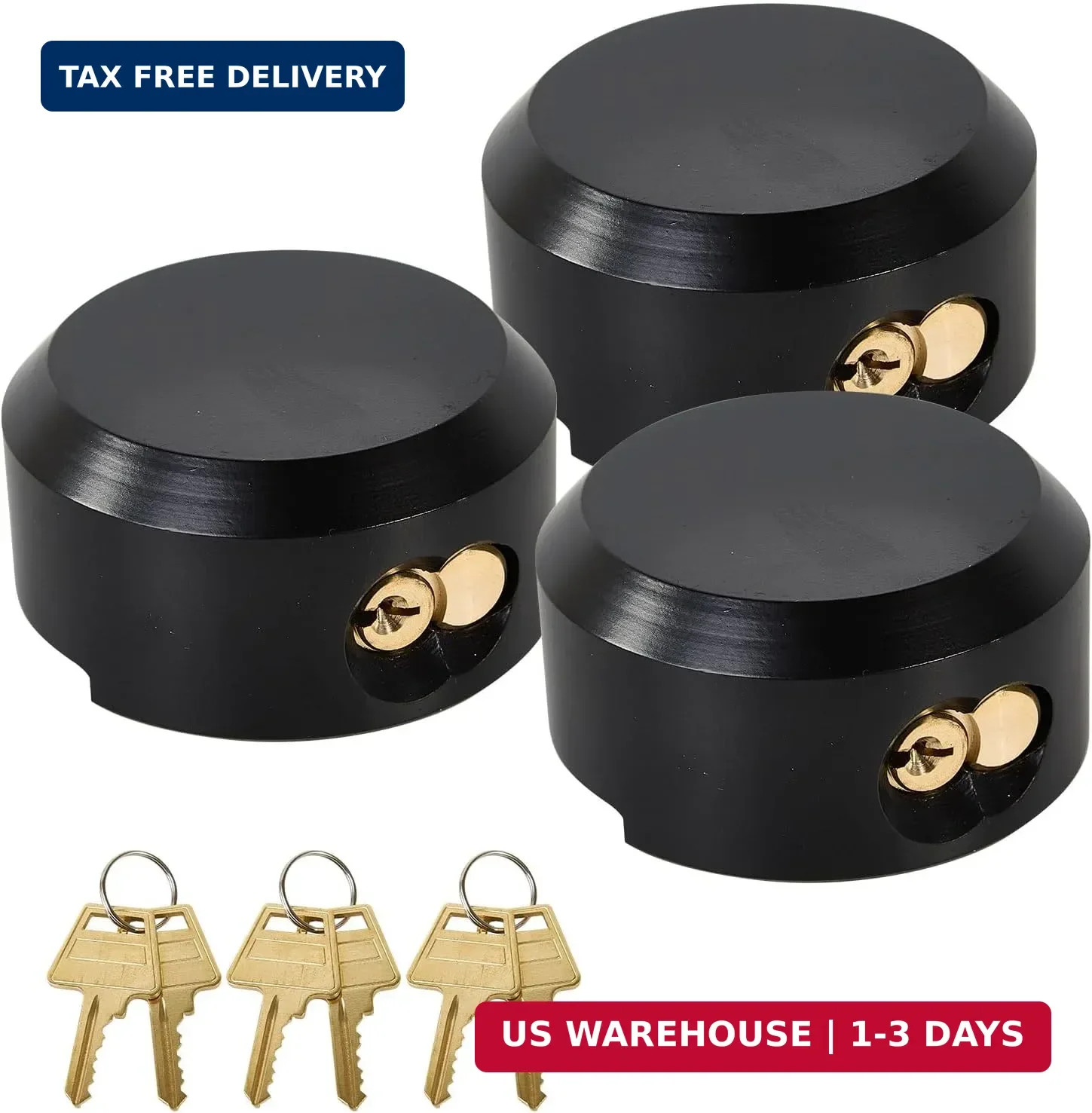 3 Pack Puck Locks for Trailers Keyed Alike 2-7/8″ Hidden Shackle Padlocks Heavy