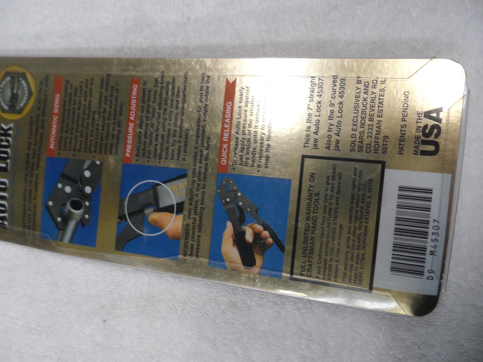 Craftsman Professional Auto Locking Pliers 7″ Straight USA NIP – Part # 45307