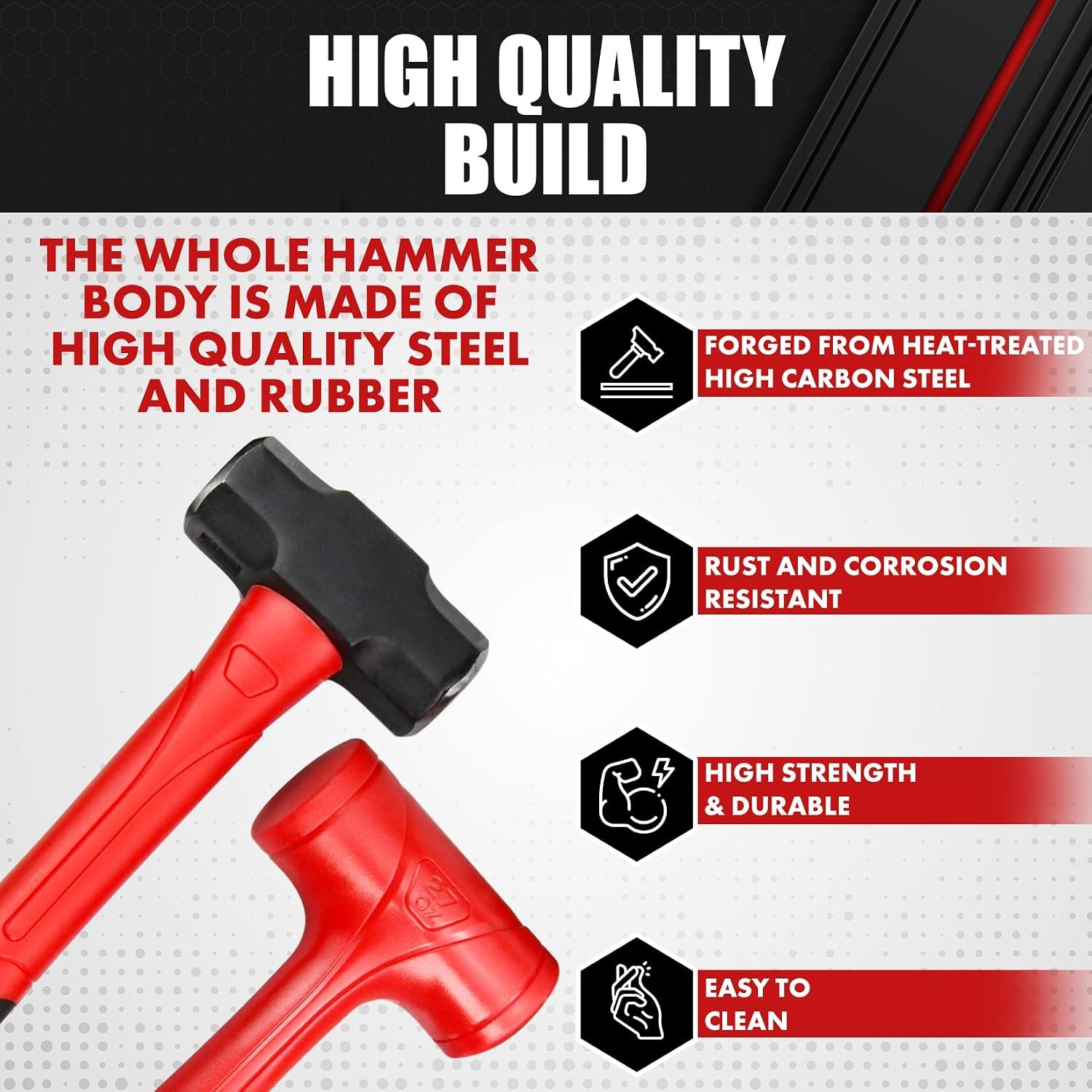C&T 6-Piece Hammer Set Fiberglass Handle Mallet Sledge Ball Peen for Garage
