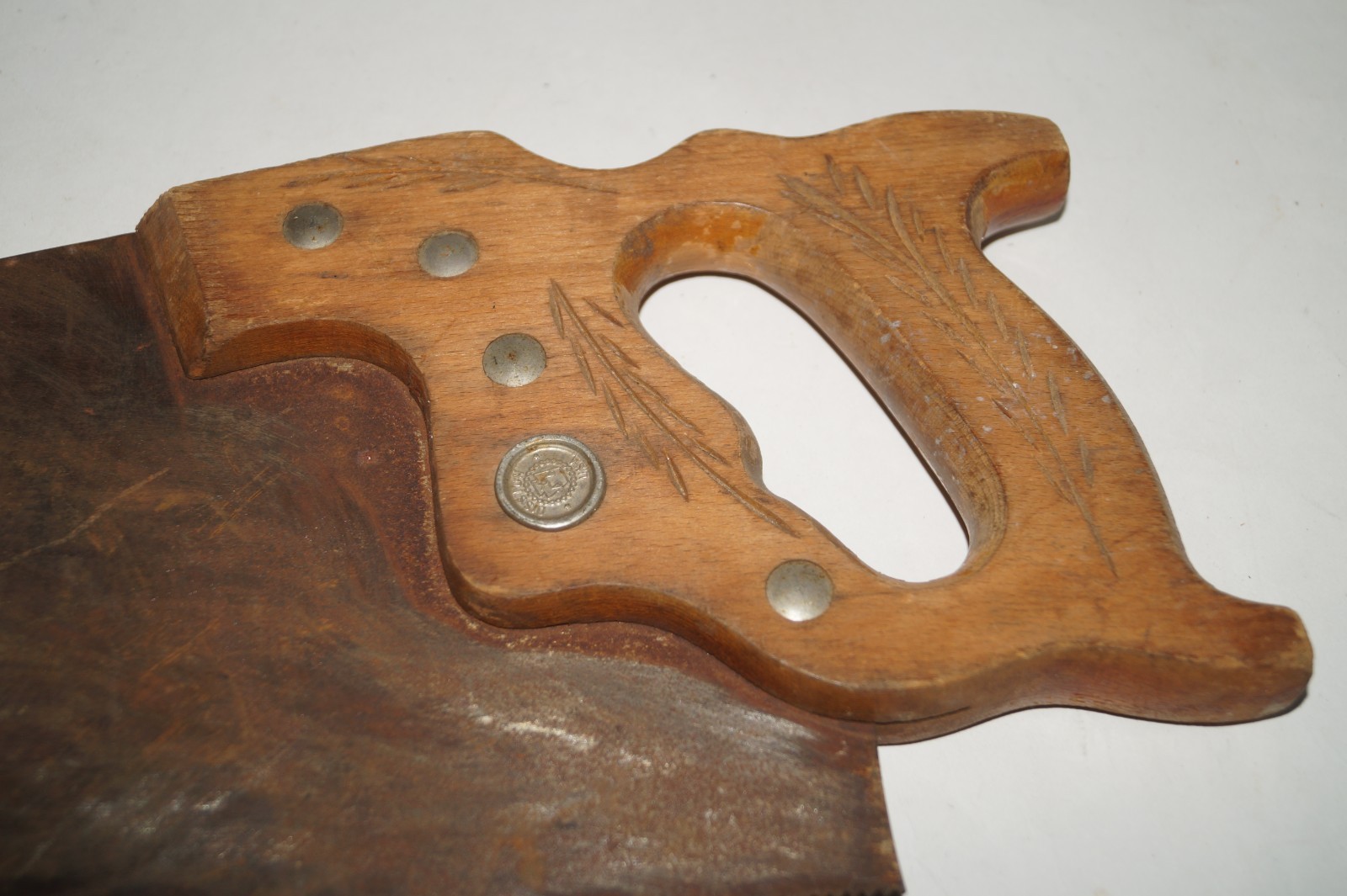 Vintage Antique Disston Handsaw Hand Wheat design 29″