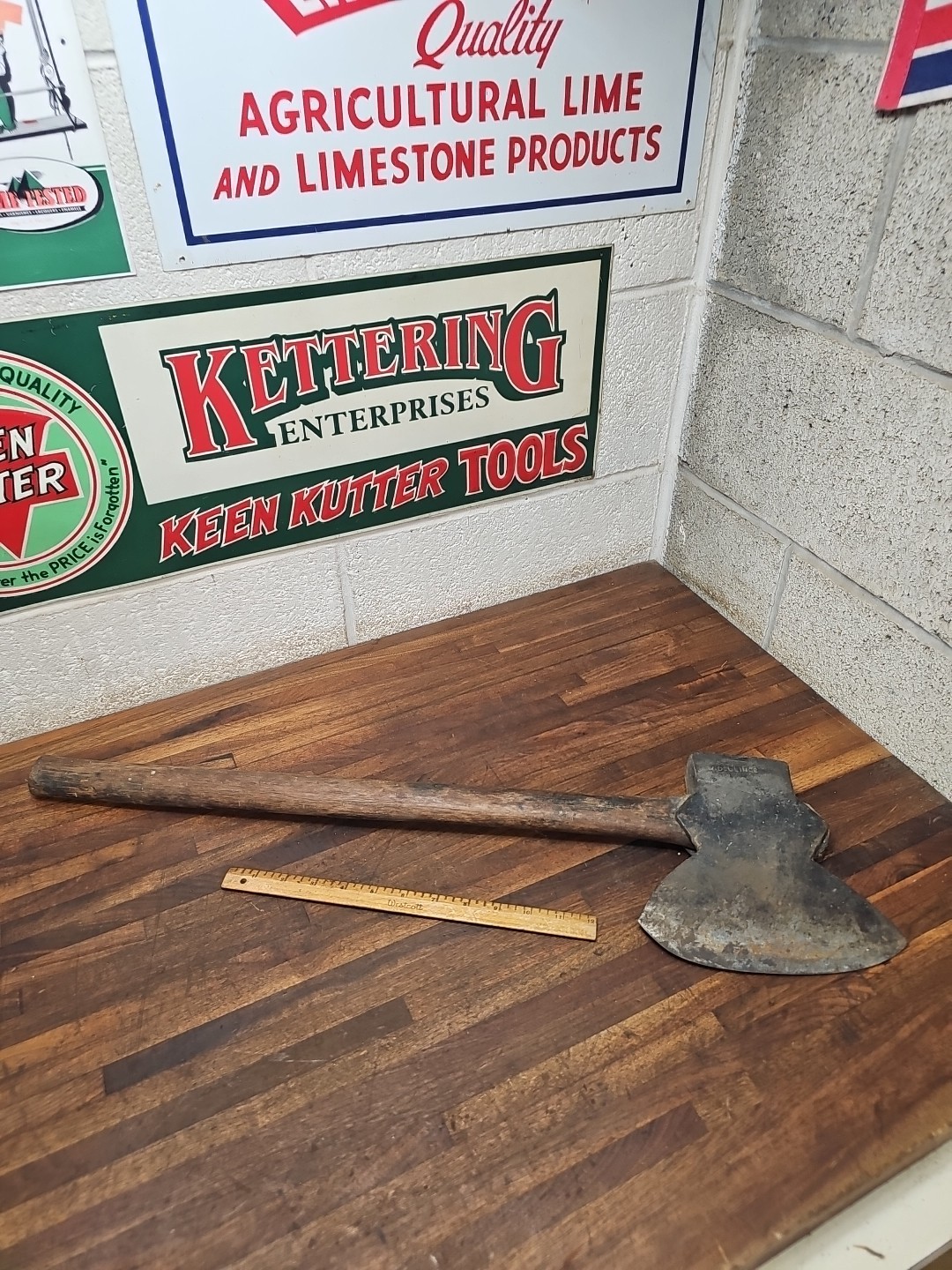 R22- Antique W. Dellinger Hand Forge Broad Axe – LANCASTER PA 1860s – 6 lb 8 oz