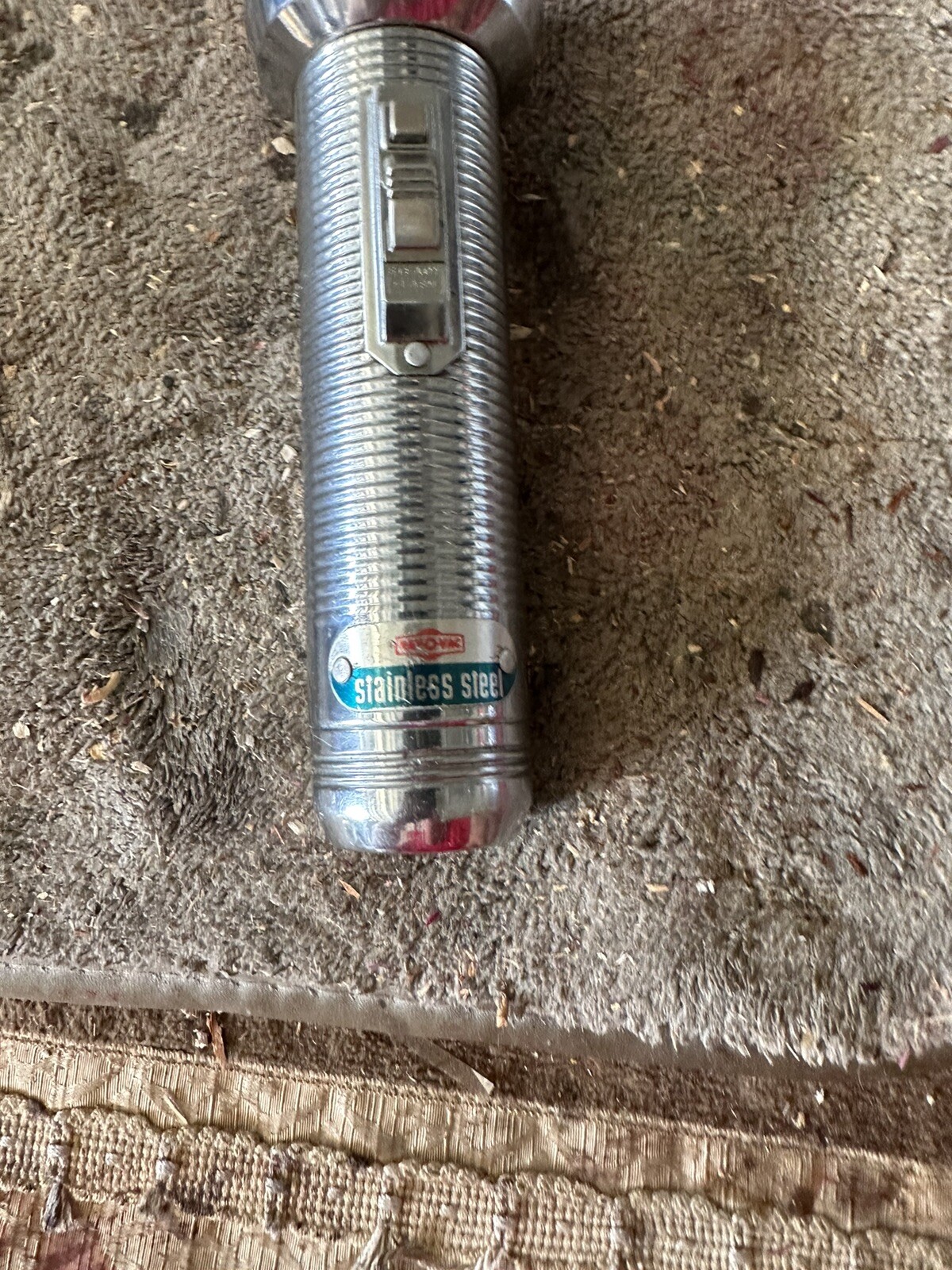 Ray-O-Vac Vintage 1960’s Era Stainless Steel Metal Flashlight Hong Kong. Works!