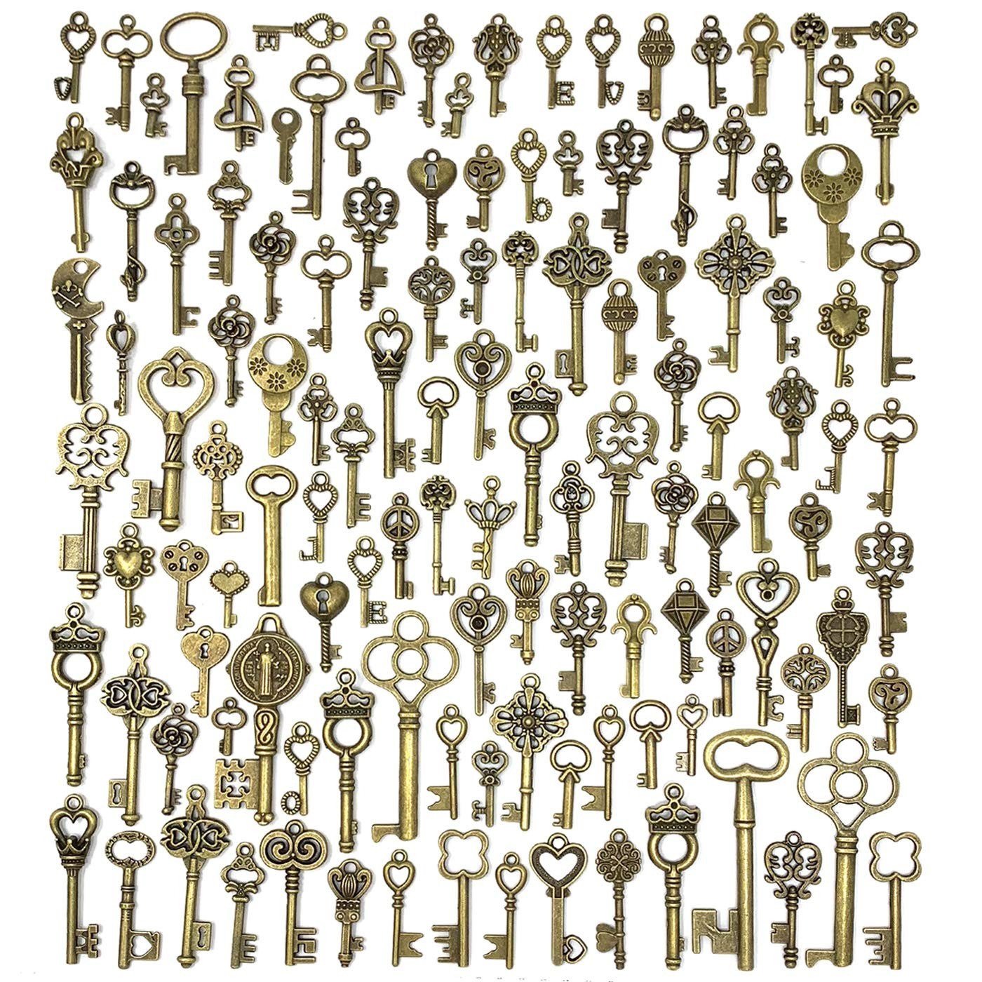 Lot Of 125 Vintage Style Antique Skeleton Furniture Cabinet Old Lock Keys Jewelr