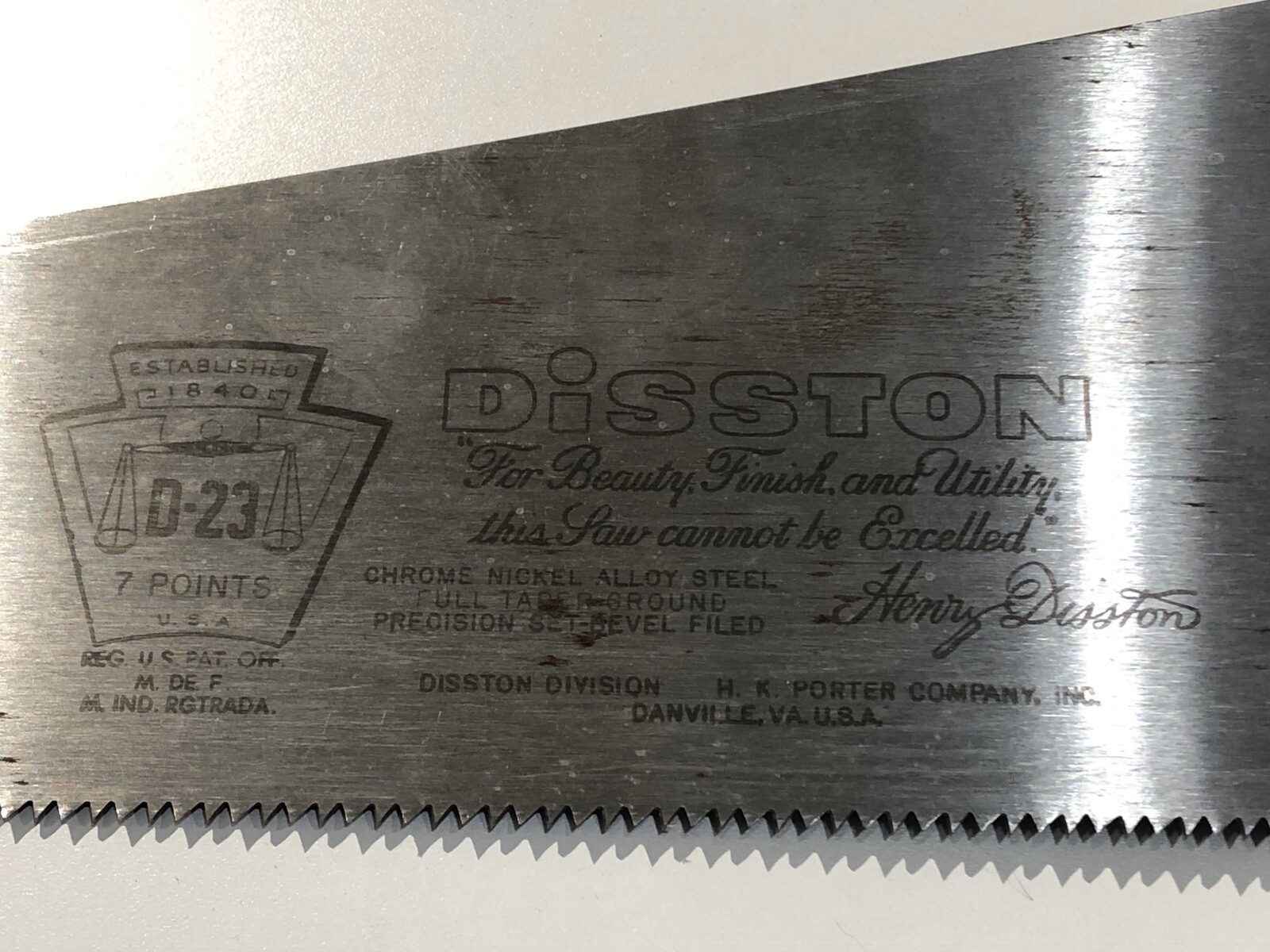 VTG Disston D-23 Saw 26″ 7 Point Handsaw Crosscut Model NOS USA Made Quality NEW