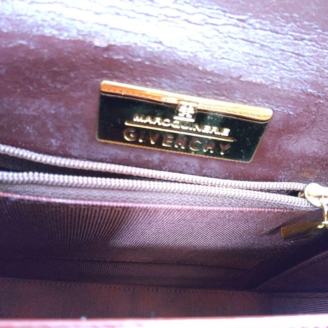 GIVENCHY One Shoulder Bag Patent Logo Hardware Brown Leather 23×19.5cm Used