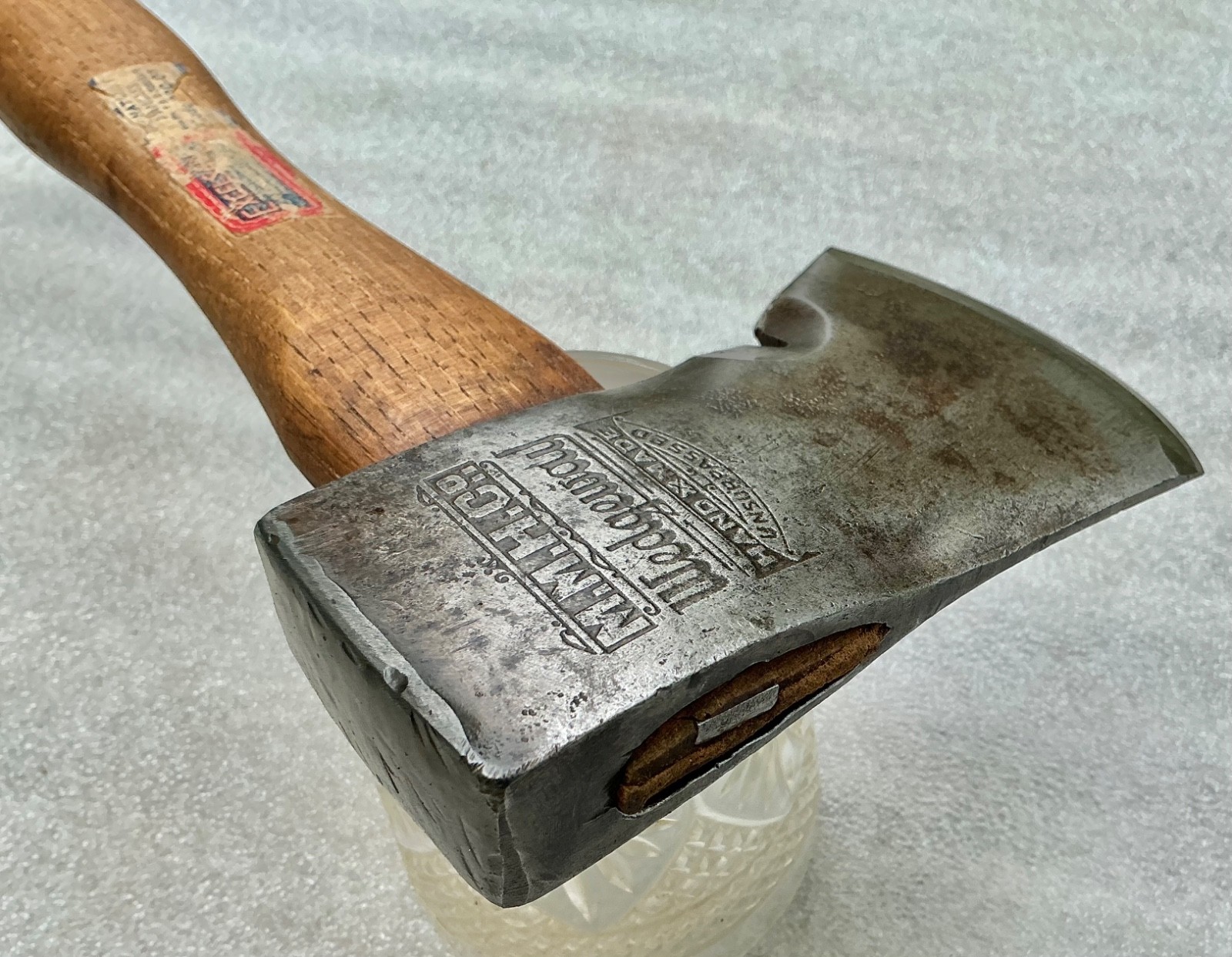 VTG MORLEY MURPHY CO. WEDGEWAY HANDMADE CAMP AXE EMBOSSED GREEN BAY WISCONSIN