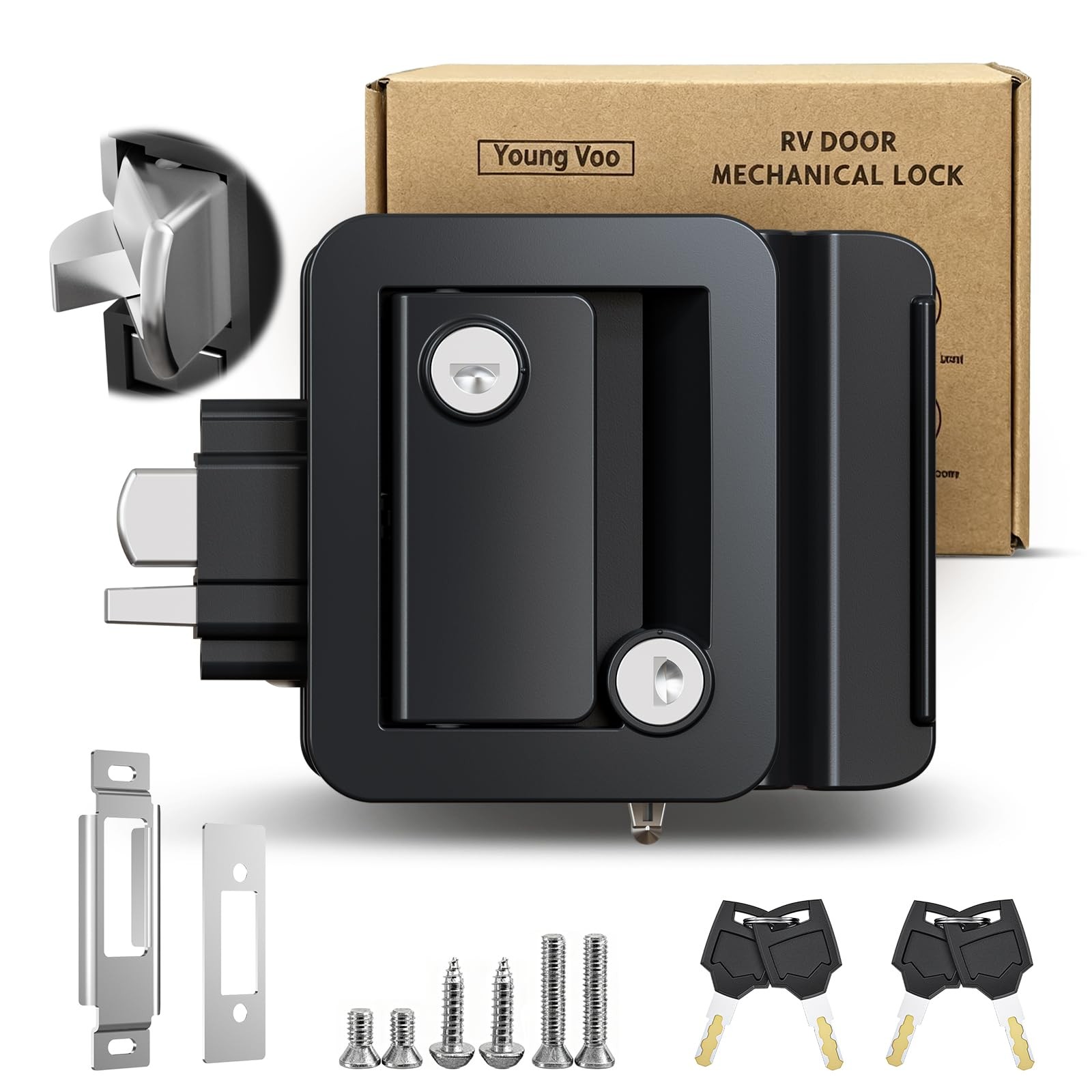 Upgraded RV Door Lock Replacement with Paddle Deadbolt,Camper Door Handle Lat…