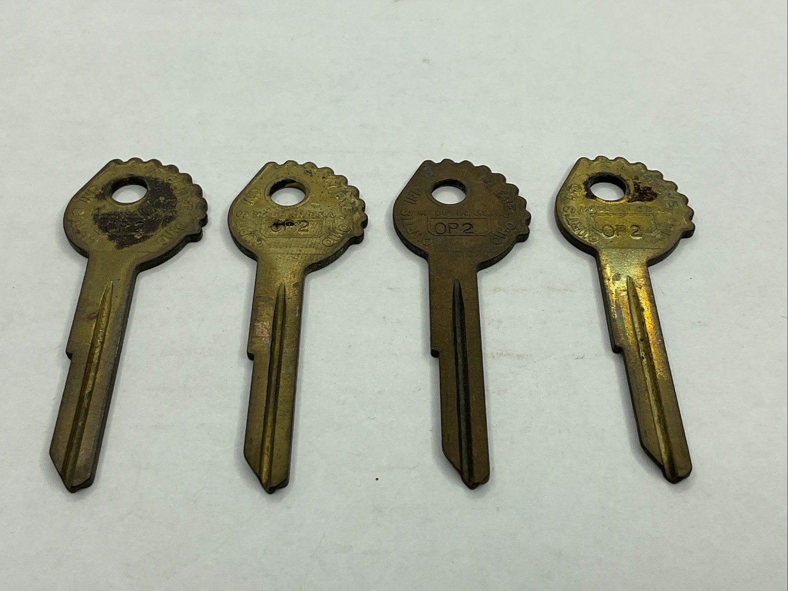Curtis Industries NOS Key Blank Lot Of 4 Uncut OP2 Brass Keys B-CK58