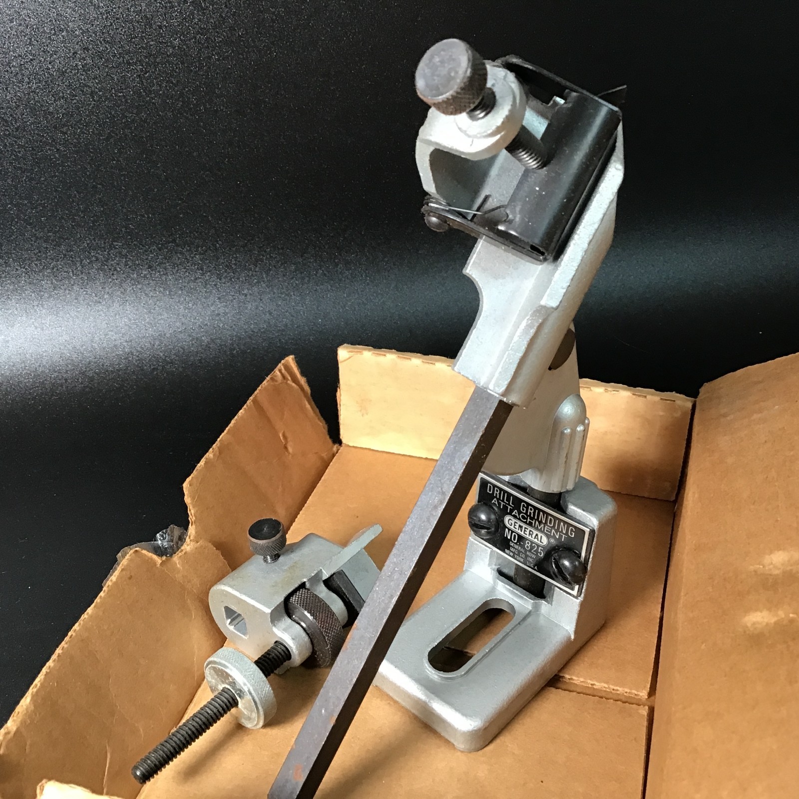 General Drill Bit Grinding Attachment 825 w/Orig Box/Manual Made in USA Vintage