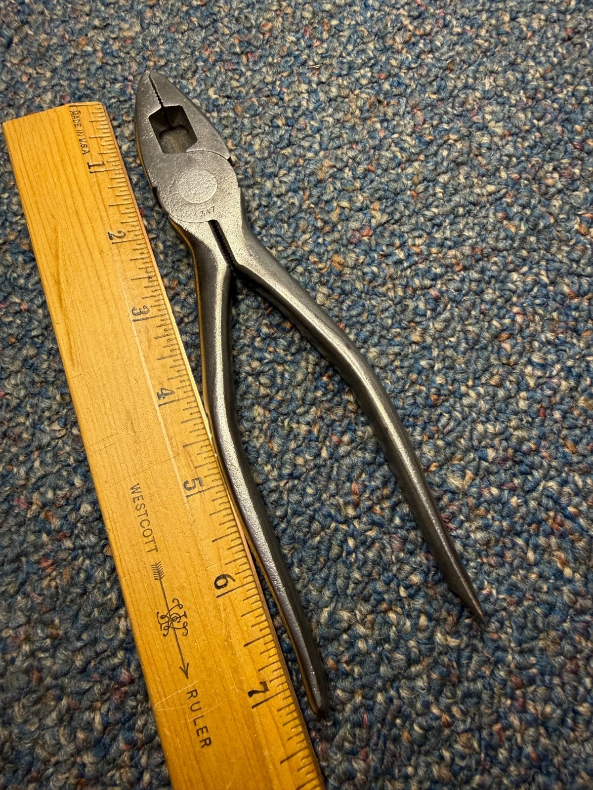 Vtg Channellock 347 lineman’s pliers, 1940s, patterned handles, vg condition